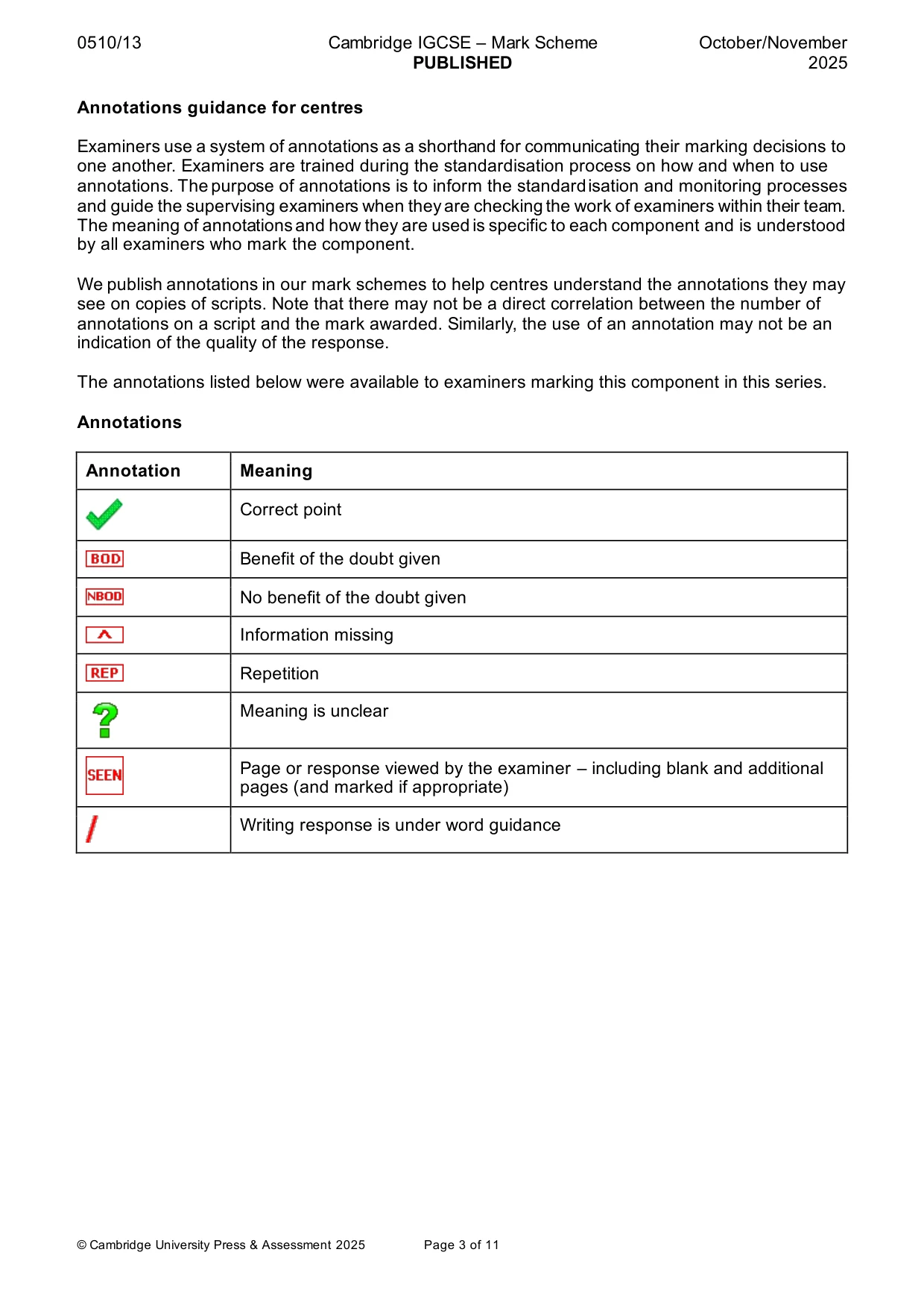 Mark scheme, page 3 of 11