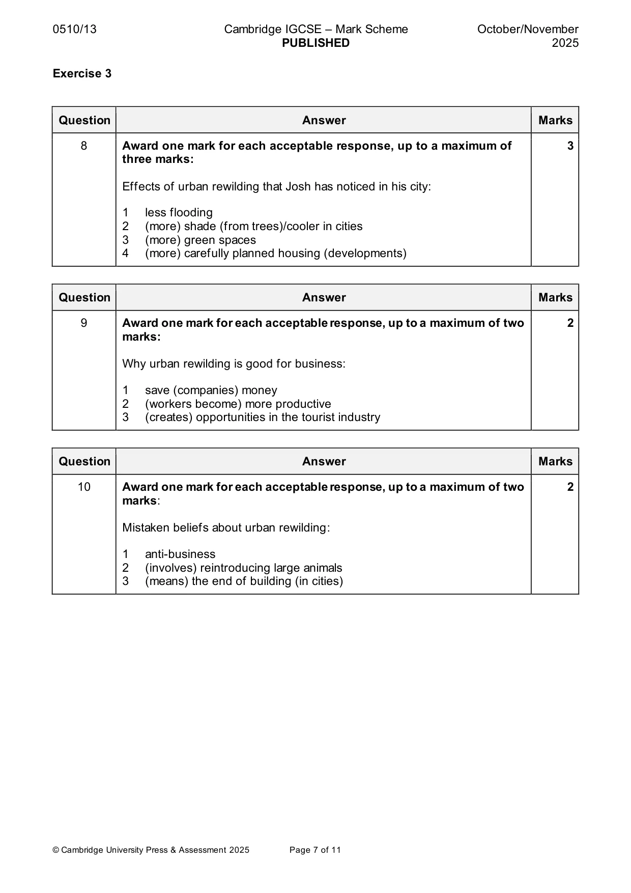 Mark scheme, page 7 of 11