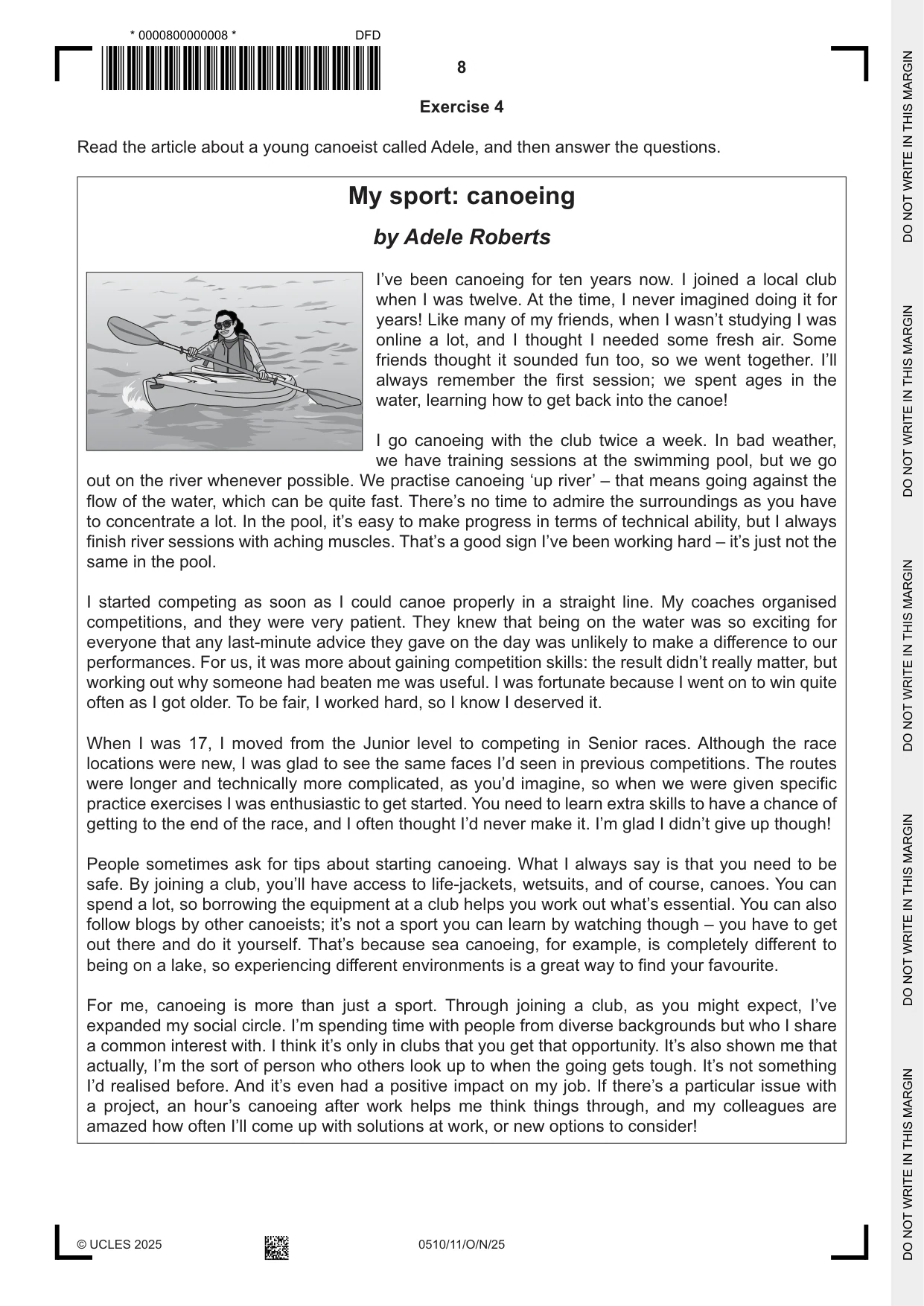 Cambridge IGCSE English - Second Language (oral endorsement) 0510 2025 Oct/Nov Paper 1 · Variant 1 question paper, page 8 of 16