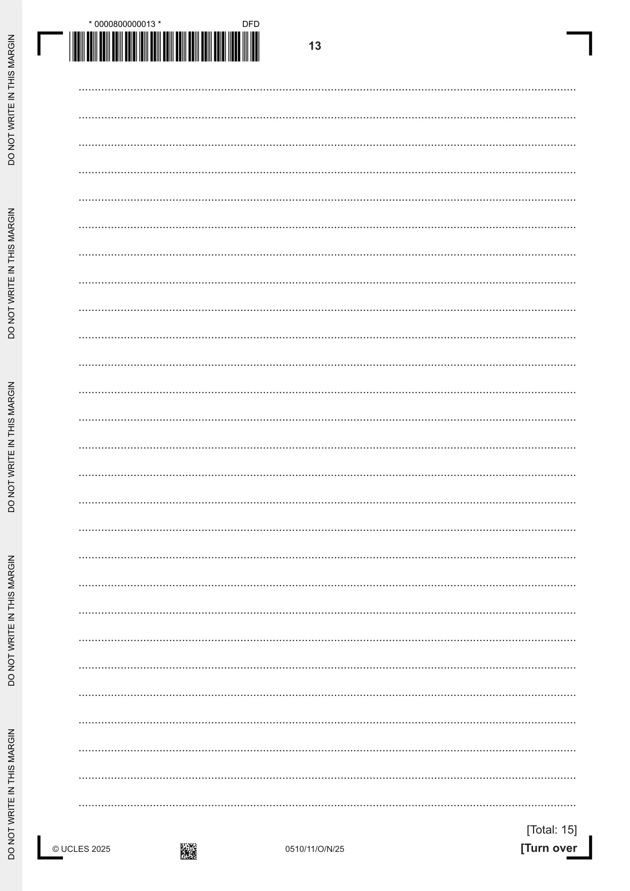 Cambridge IGCSE English - Second Language (oral endorsement) 0510 2025 Oct/Nov Paper 1 · Variant 1 question paper, page 13 of 16