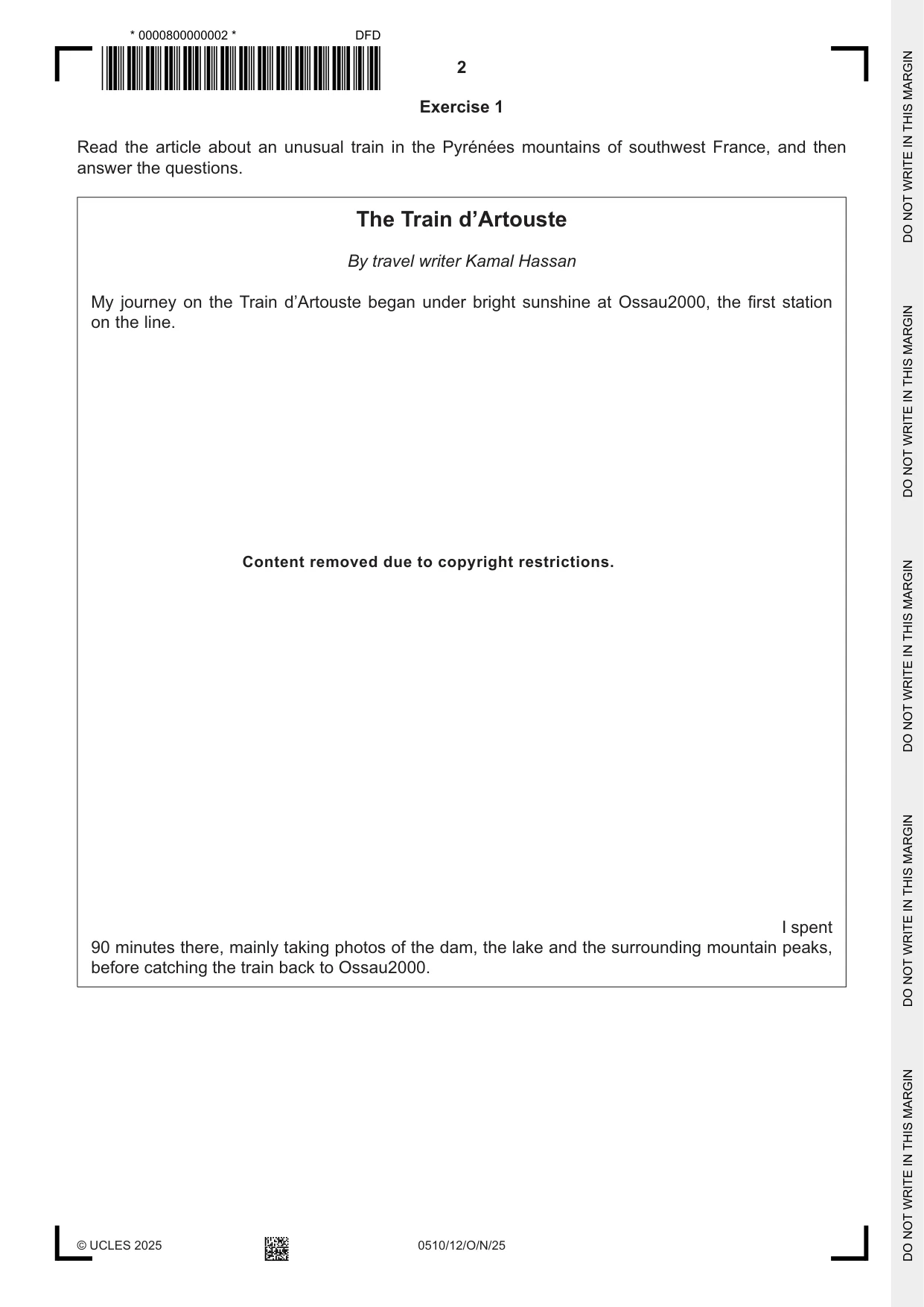 Cambridge IGCSE English - Second Language (oral endorsement) 0510 2025 Oct/Nov Paper 1 · Variant 2 question paper, page 2 of 16
