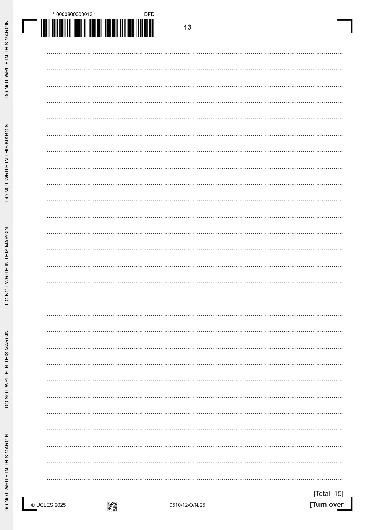 Cambridge IGCSE English - Second Language (oral endorsement) 0510 2025 Oct/Nov Paper 1 · Variant 2 question paper, page 13 of 16