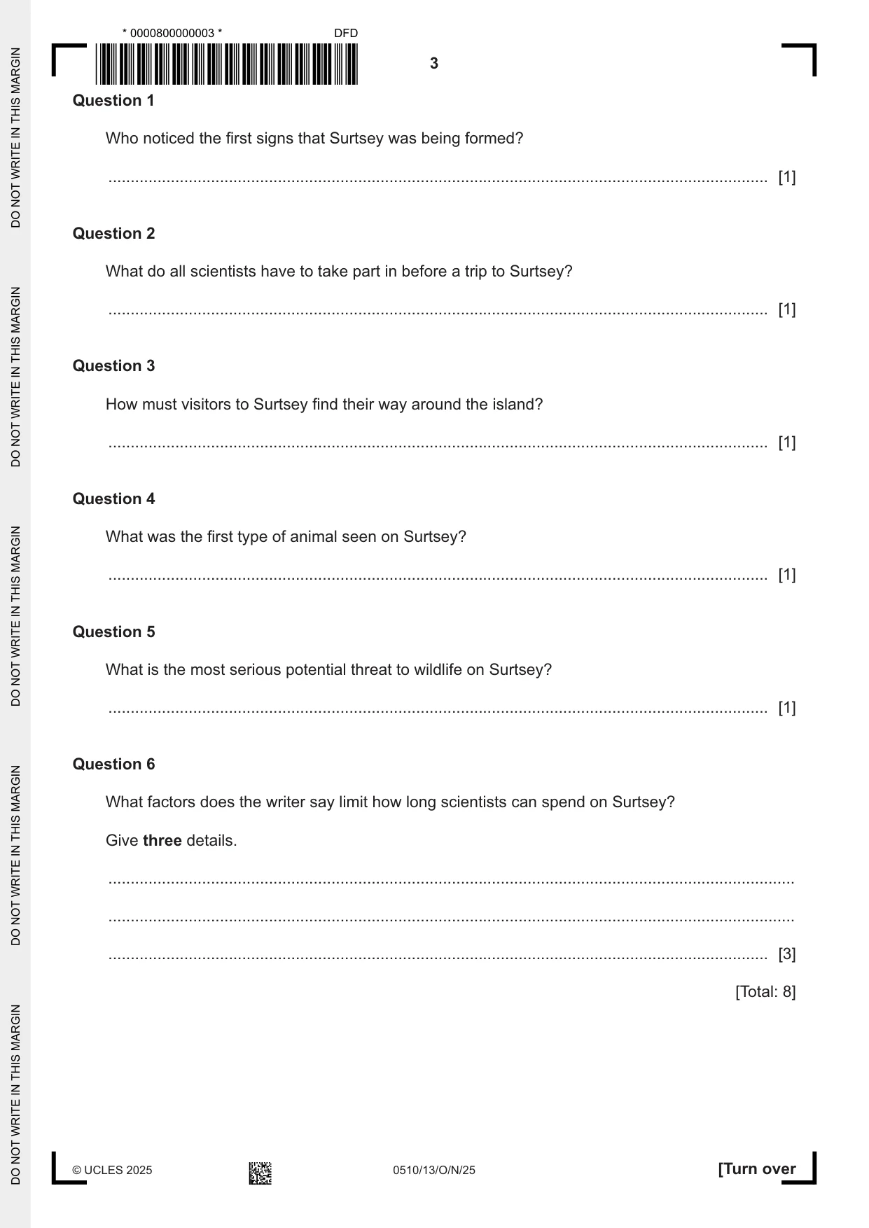 Cambridge IGCSE English - Second Language (oral endorsement) 0510 2025 Oct/Nov Paper 1 · Variant 3 question paper, page 3 of 16
