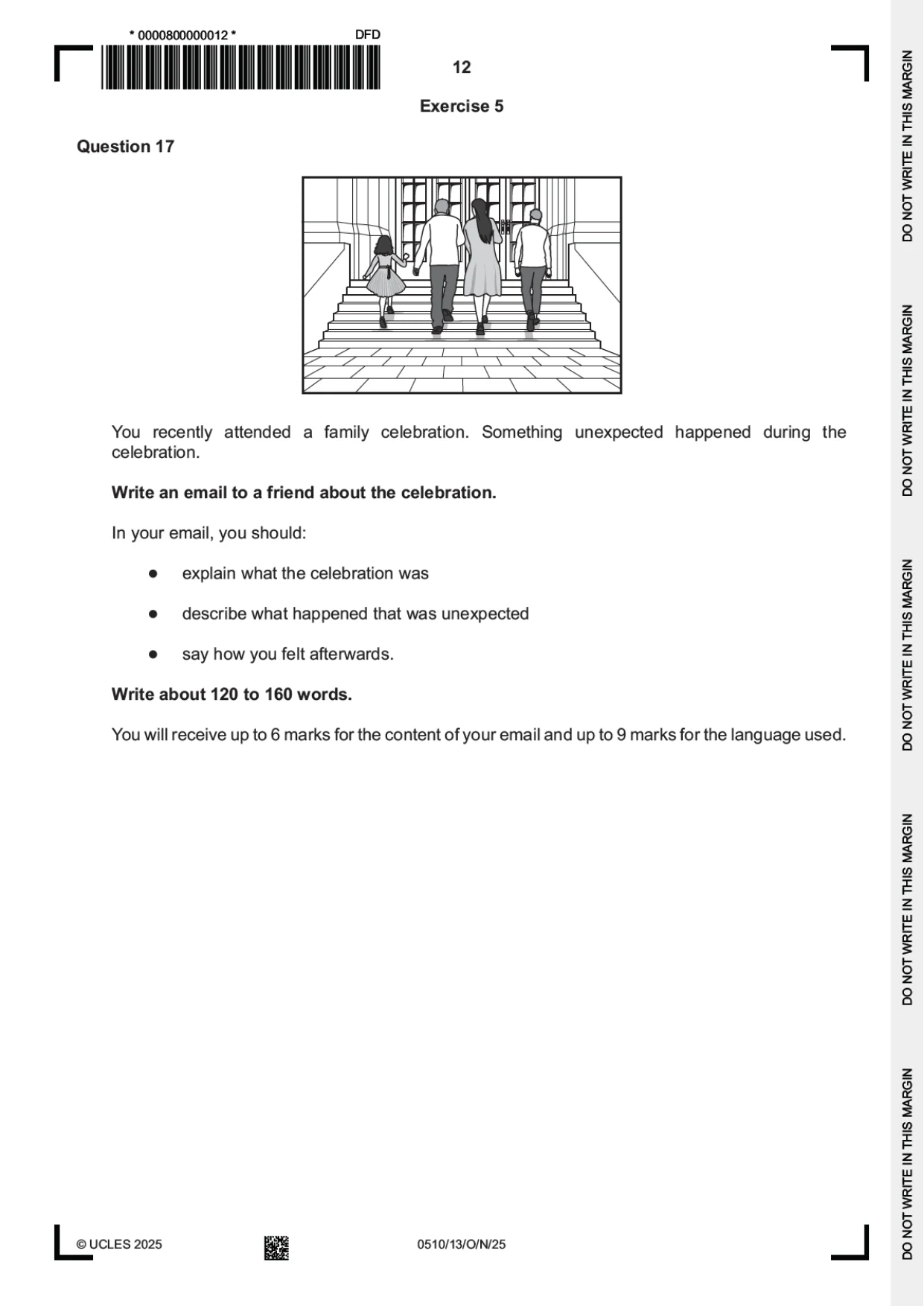 Cambridge IGCSE English - Second Language (oral endorsement) 0510 2025 Oct/Nov Paper 1 · Variant 3 question paper, page 12 of 16