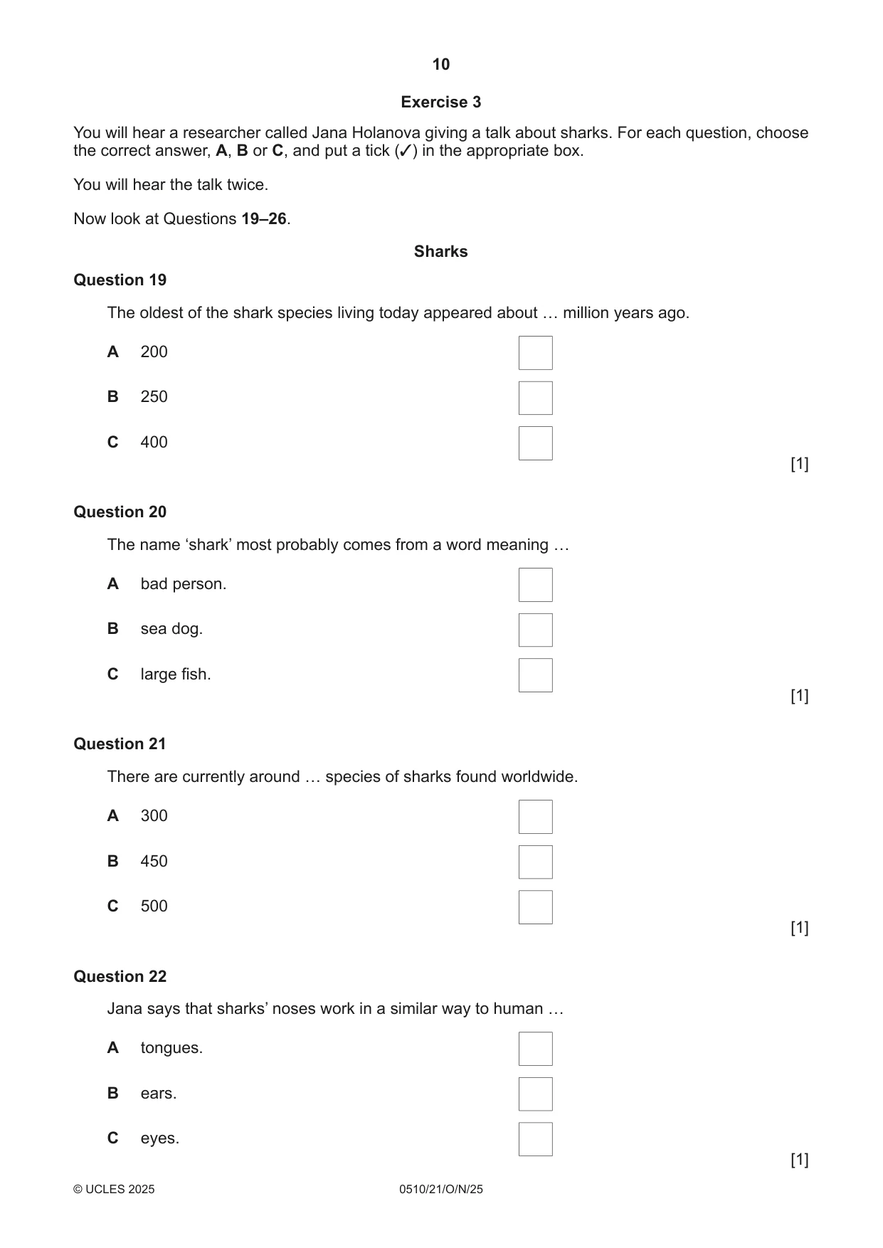 Cambridge IGCSE English - Second Language (oral endorsement) 0510 2025 Oct/Nov Paper 2 · Variant 1 question paper, page 10 of 16