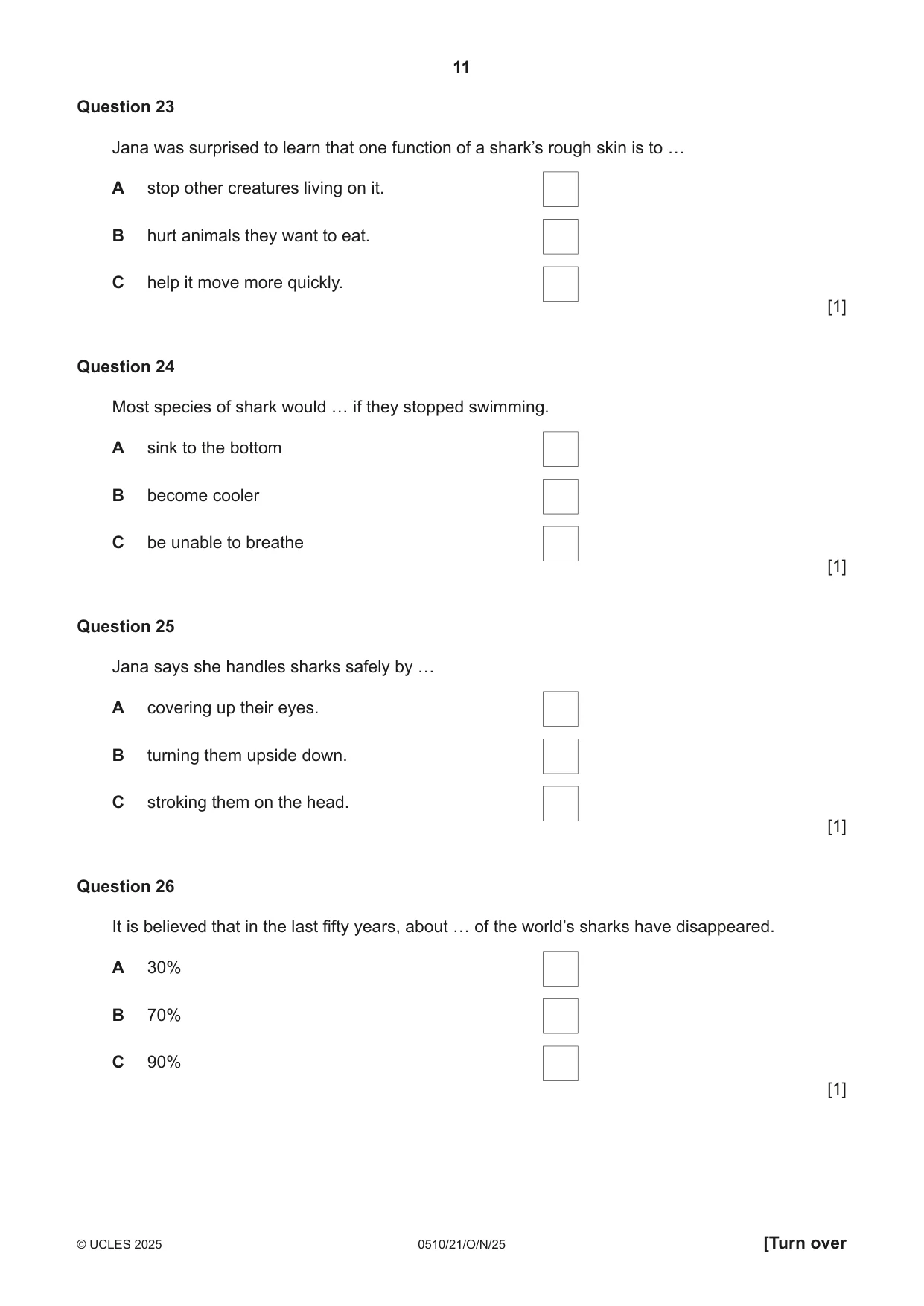 Cambridge IGCSE English - Second Language (oral endorsement) 0510 2025 Oct/Nov Paper 2 · Variant 1 question paper, page 11 of 16