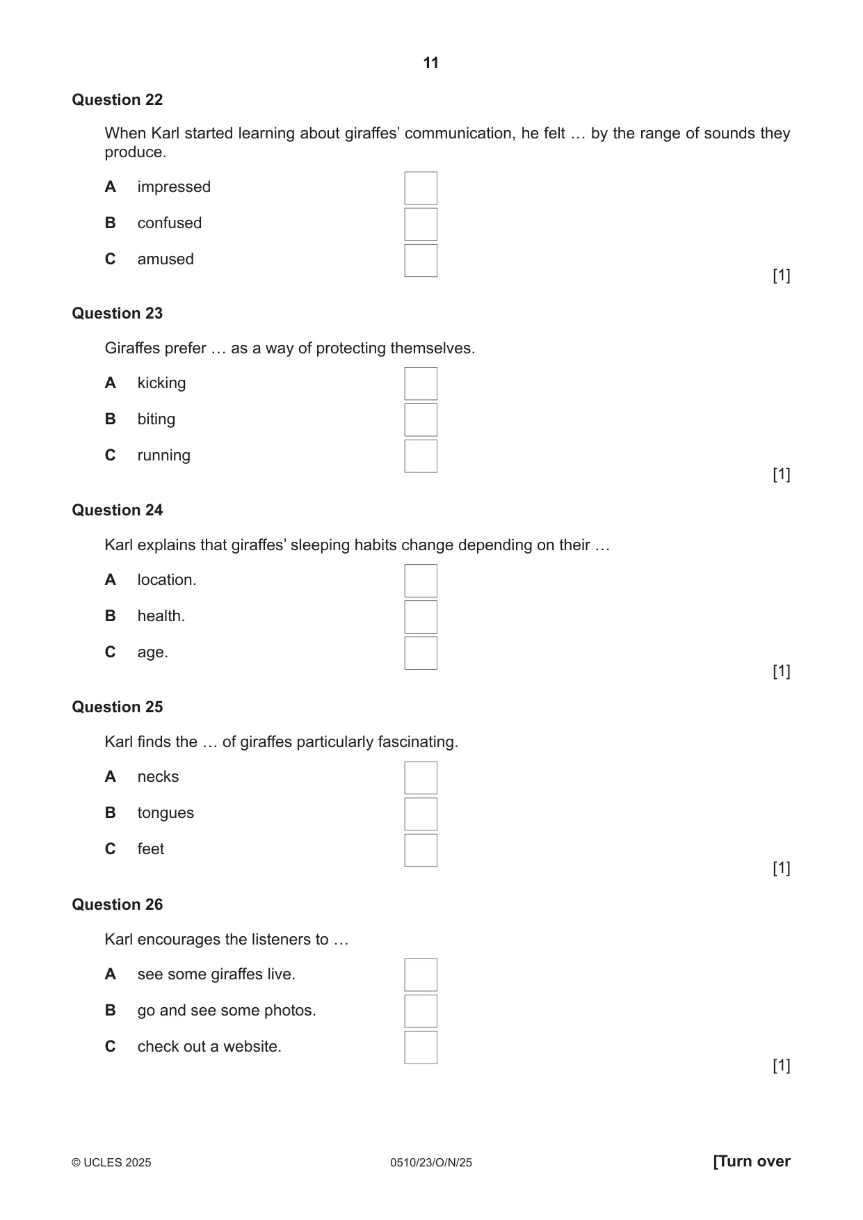 Cambridge IGCSE English - Second Language (oral endorsement) 0510 2025 Oct/Nov Paper 2 · Variant 3 question paper, page 11 of 16