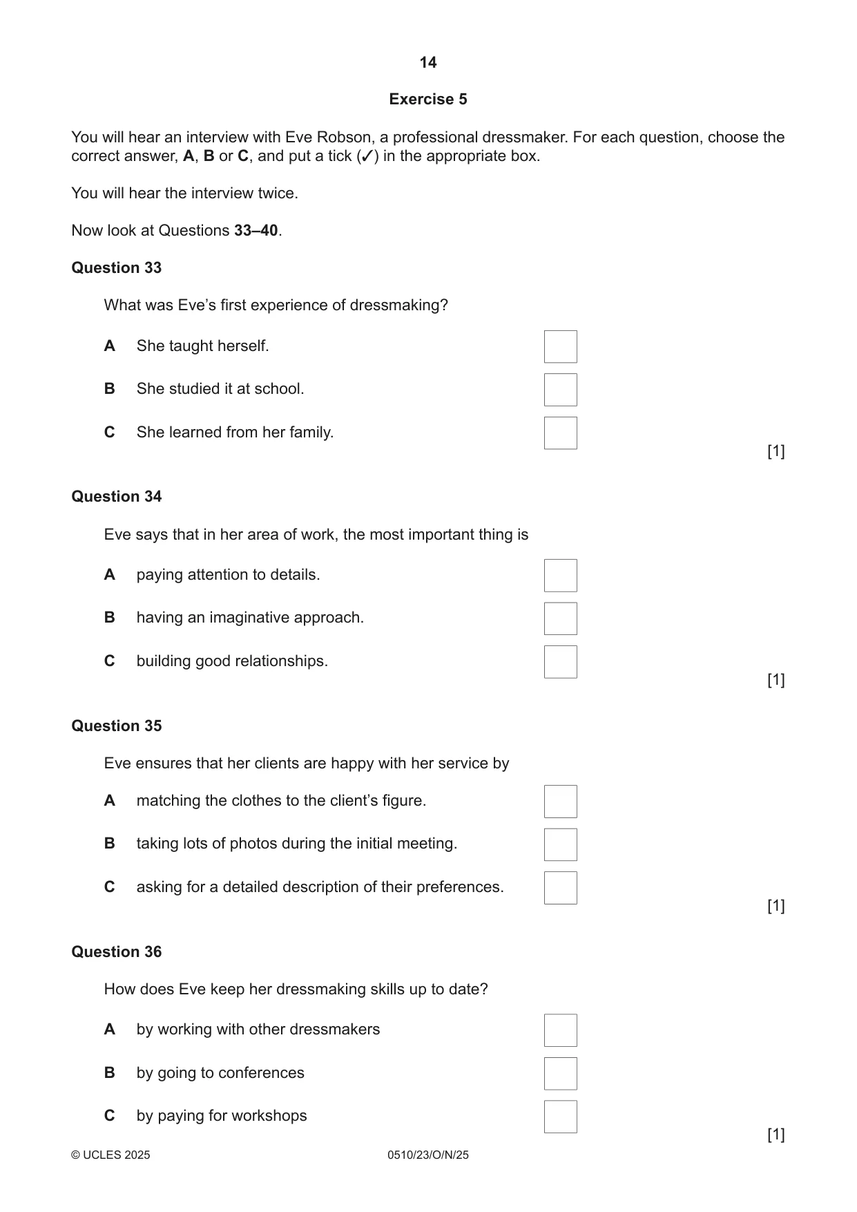 Cambridge IGCSE English - Second Language (oral endorsement) 0510 2025 Oct/Nov Paper 2 · Variant 3 question paper, page 14 of 16