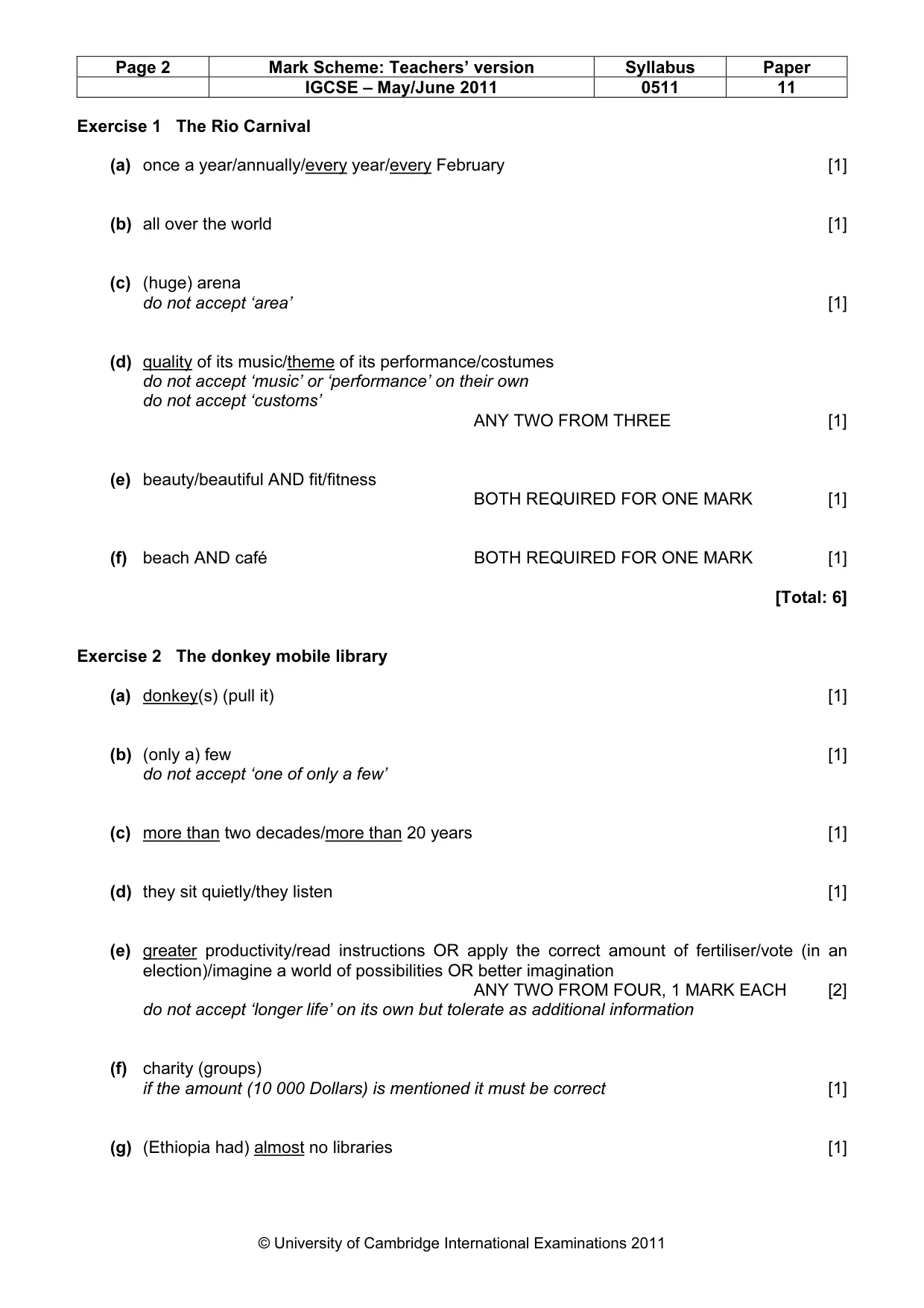 Mark scheme, page 2 of 7
