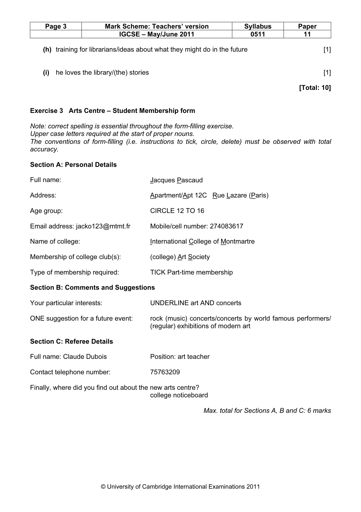 Mark scheme, page 3 of 7