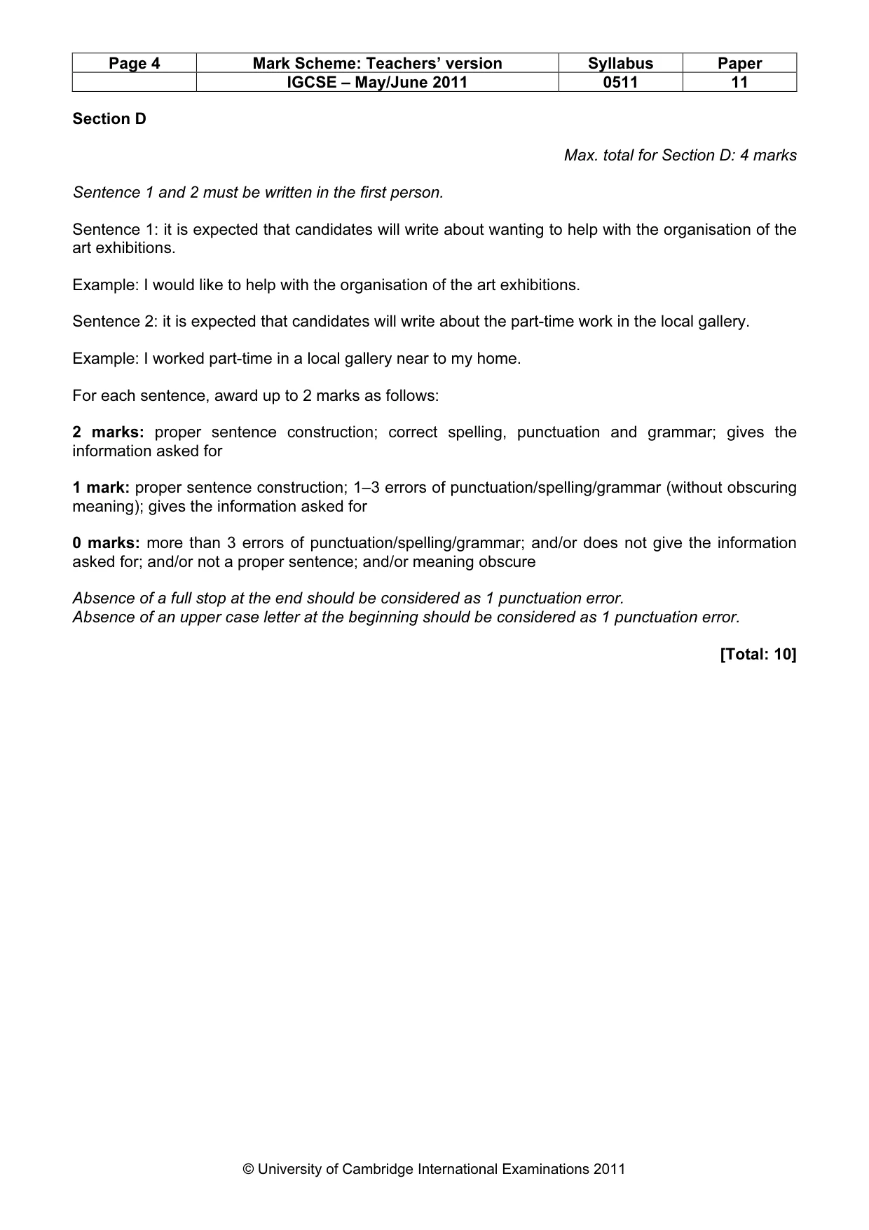 Mark scheme, page 4 of 7