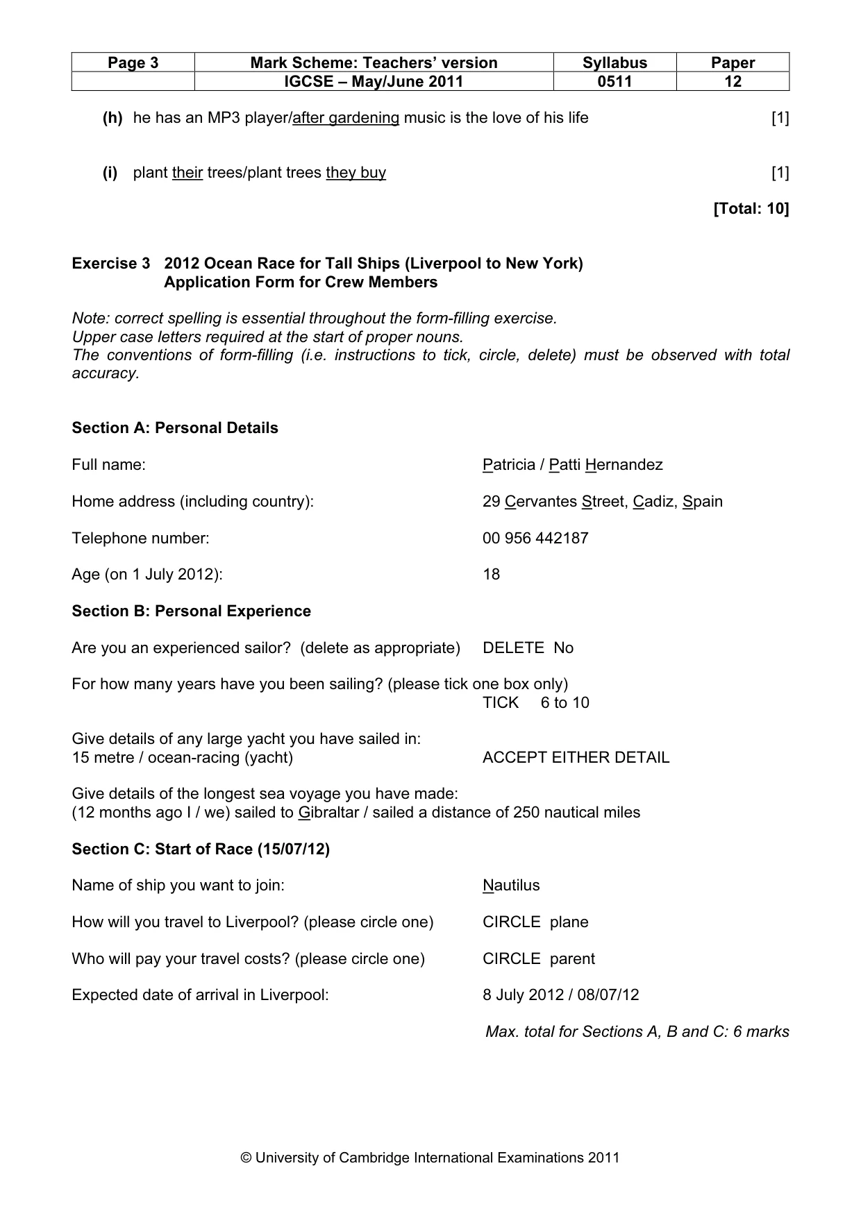 Mark scheme, page 3 of 7