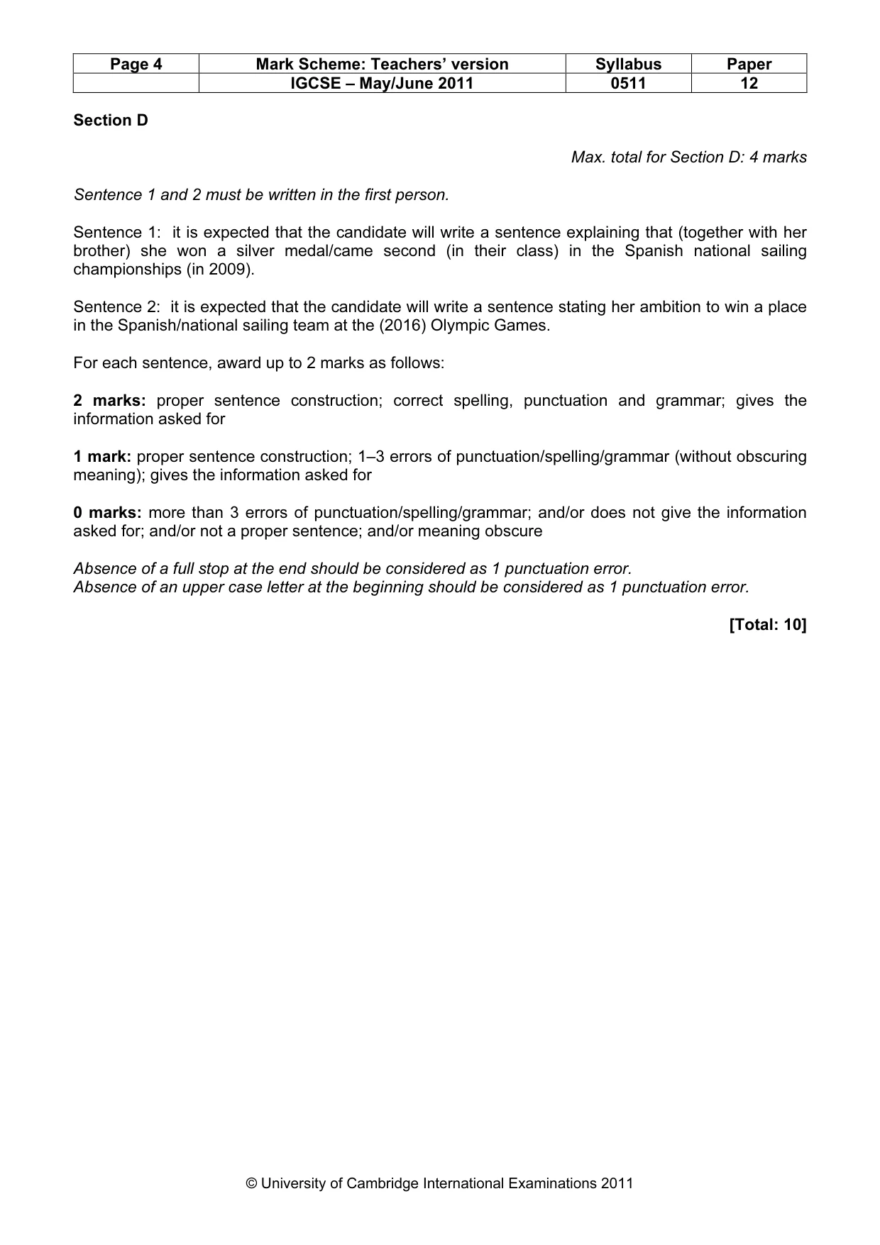 Mark scheme, page 4 of 7