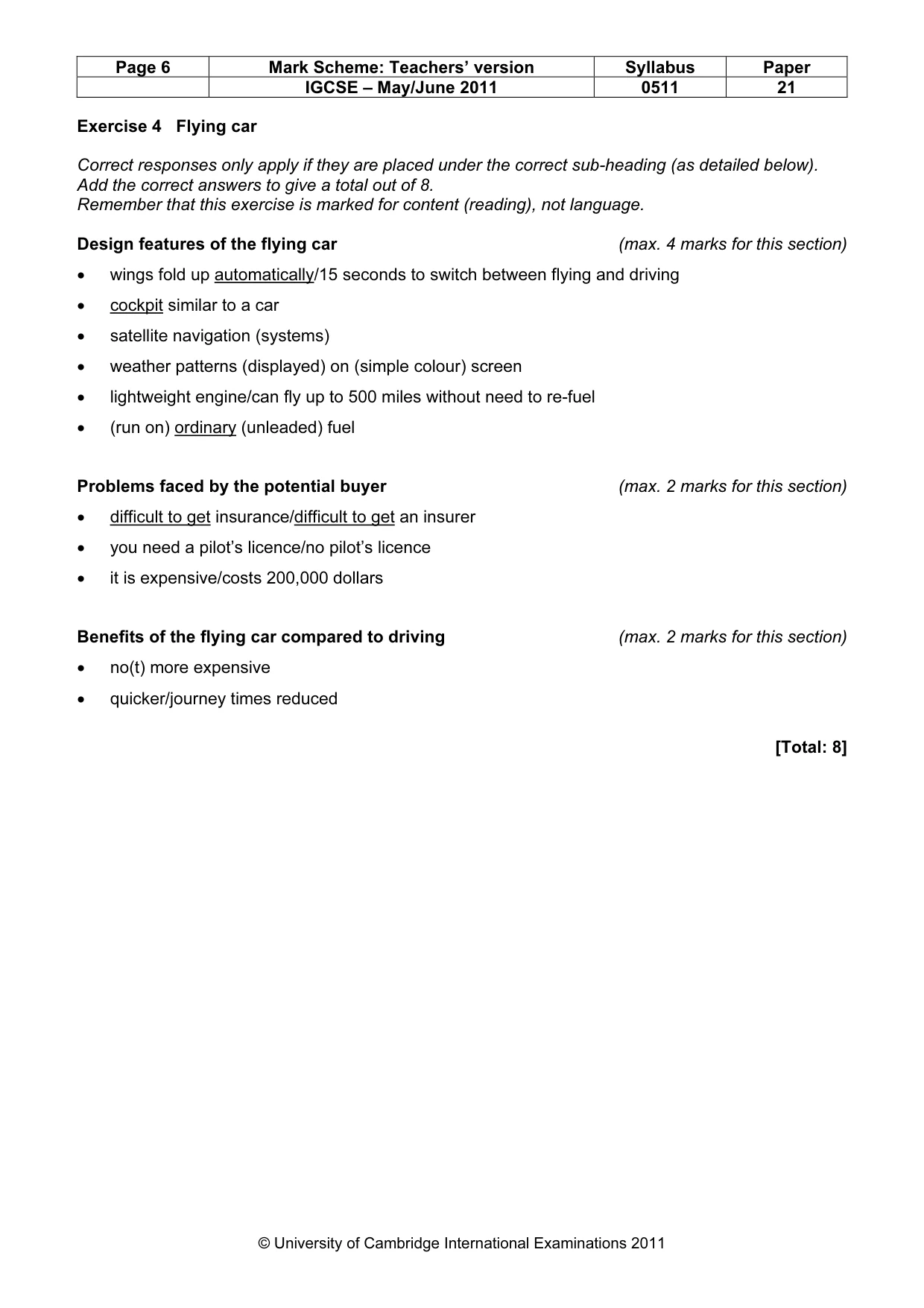 Mark scheme, page 6 of 10