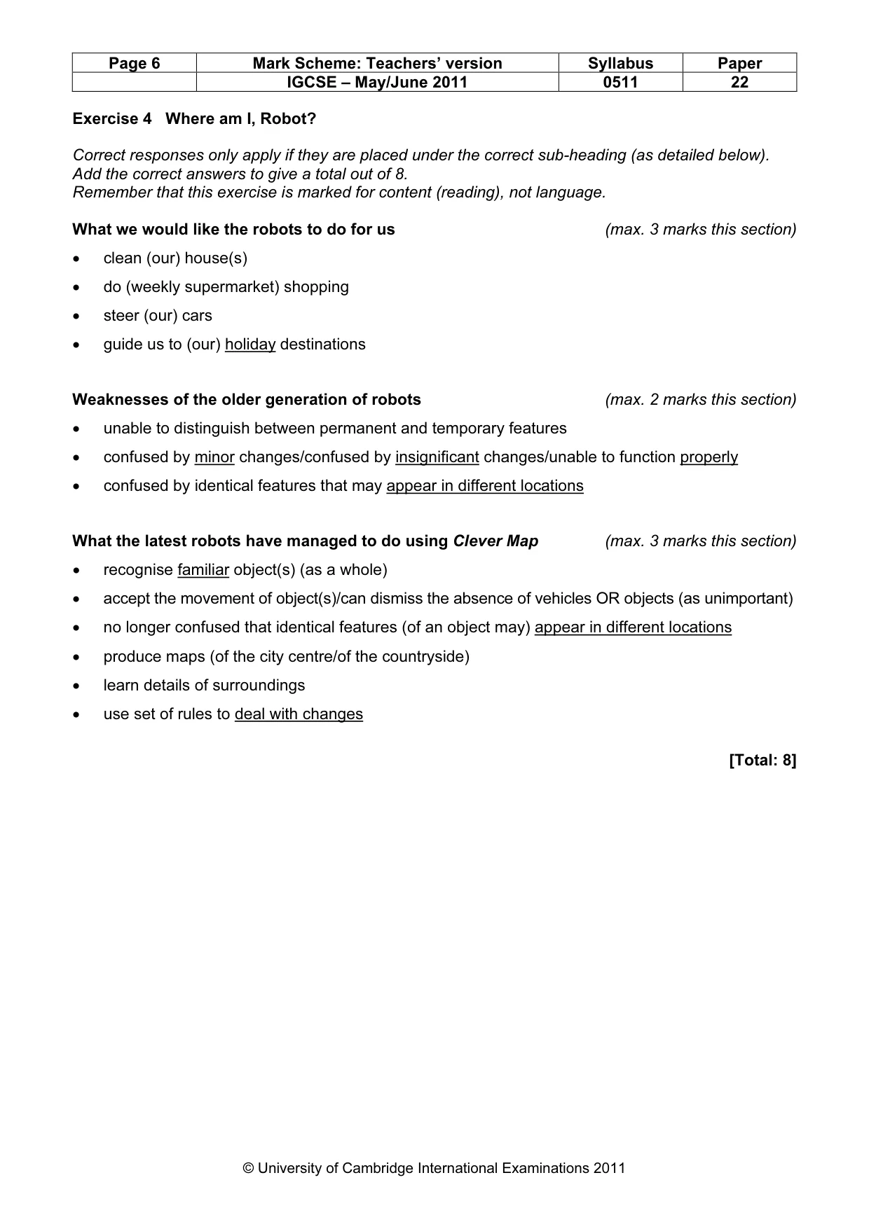 Mark scheme, page 6 of 10