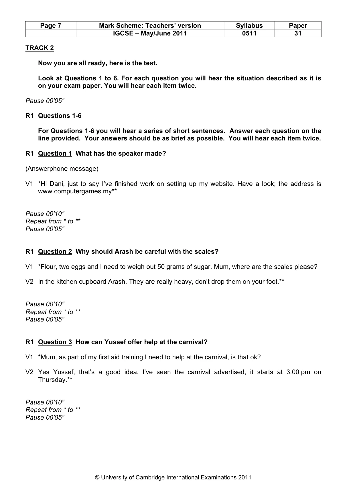 Mark scheme, page 7 of 13