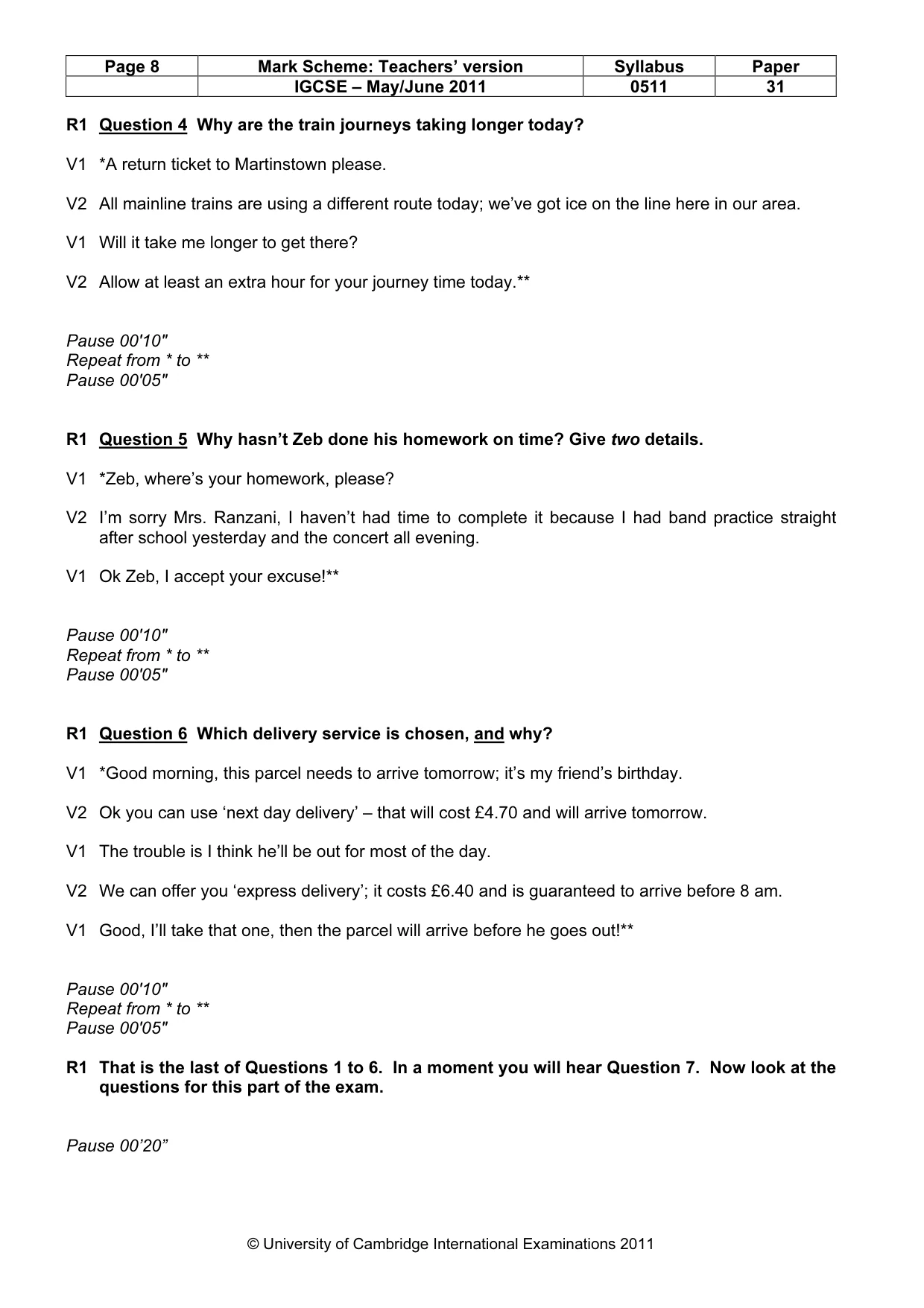 Mark scheme, page 8 of 13