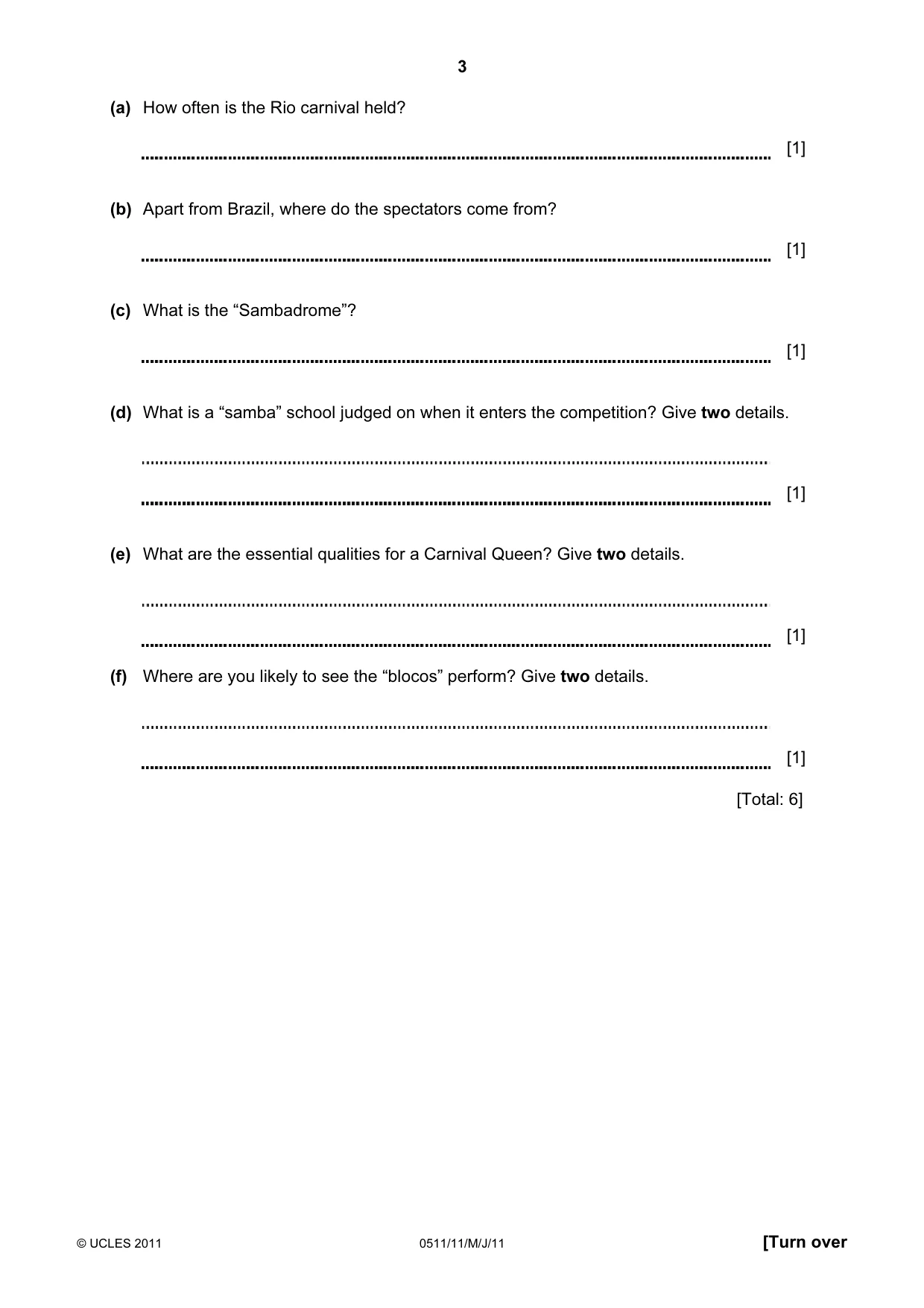 Cambridge IGCSE English - Second Language (count-in oral) 0511 2011 May/June Paper 1 · Variant 1 question paper, page 3 of 16