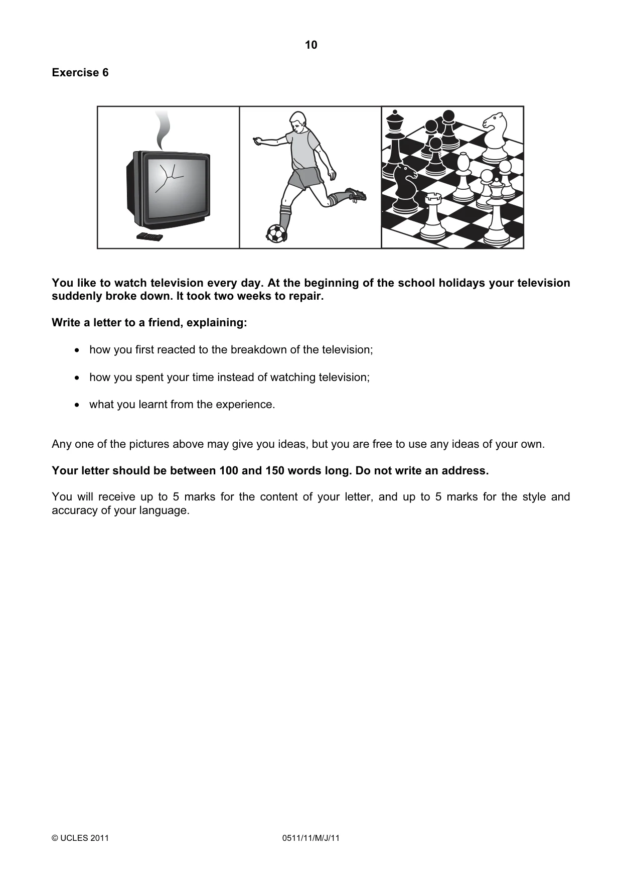 Cambridge IGCSE English - Second Language (count-in oral) 0511 2011 May/June Paper 1 · Variant 1 question paper, page 10 of 16