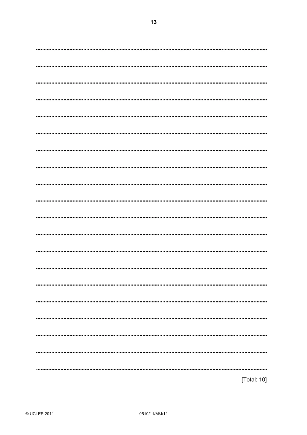 Cambridge IGCSE English - Second Language (count-in oral) 0511 2011 May/June Paper 1 · Variant 1 question paper, page 13 of 16