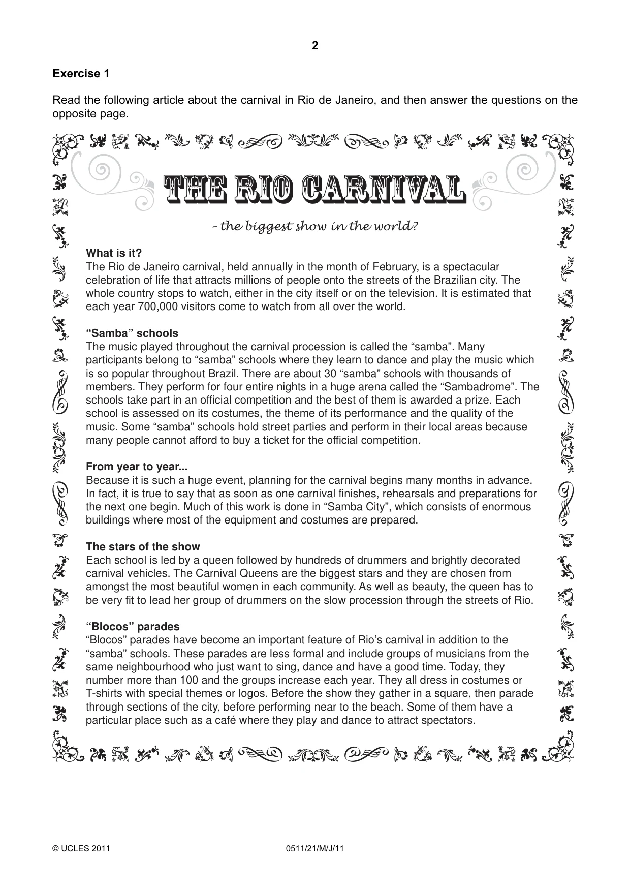 Cambridge IGCSE English - Second Language (count-in oral) 0511 2011 May/June Paper 2 · Variant 1 question paper, page 2 of 16