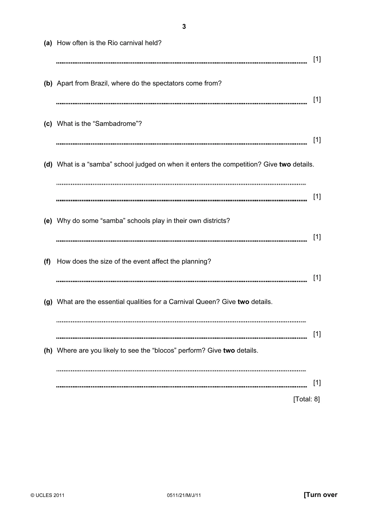 Cambridge IGCSE English - Second Language (count-in oral) 0511 2011 May/June Paper 2 · Variant 1 question paper, page 3 of 16