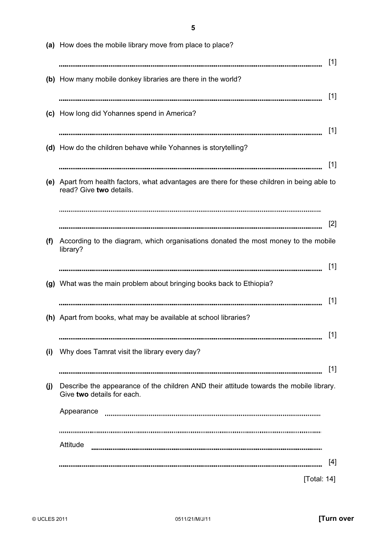 Cambridge IGCSE English - Second Language (count-in oral) 0511 2011 May/June Paper 2 · Variant 1 question paper, page 5 of 16
