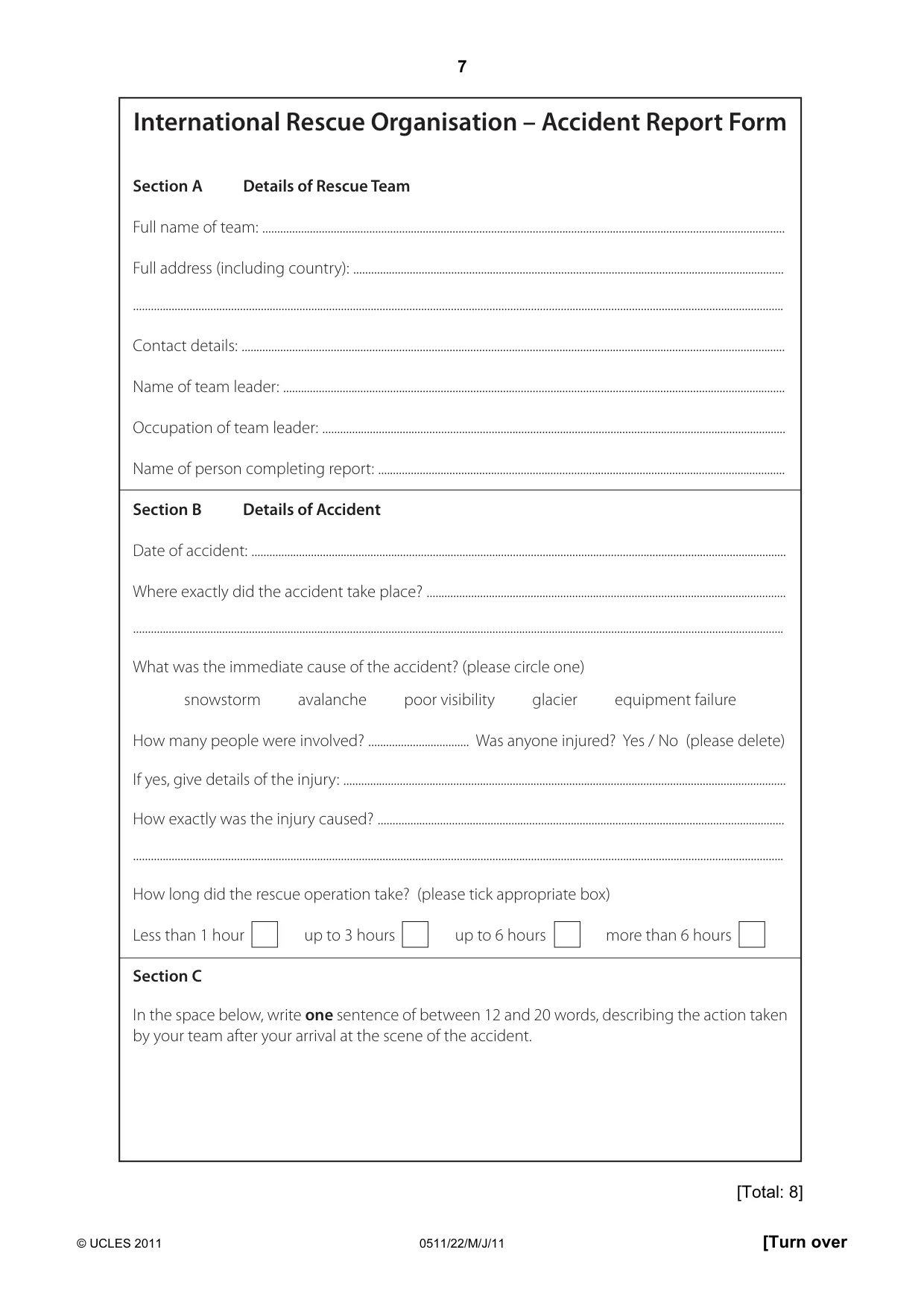 Cambridge IGCSE English - Second Language (count-in oral) 0511 2011 May/June Paper 2 · Variant 2 question paper, page 7 of 16