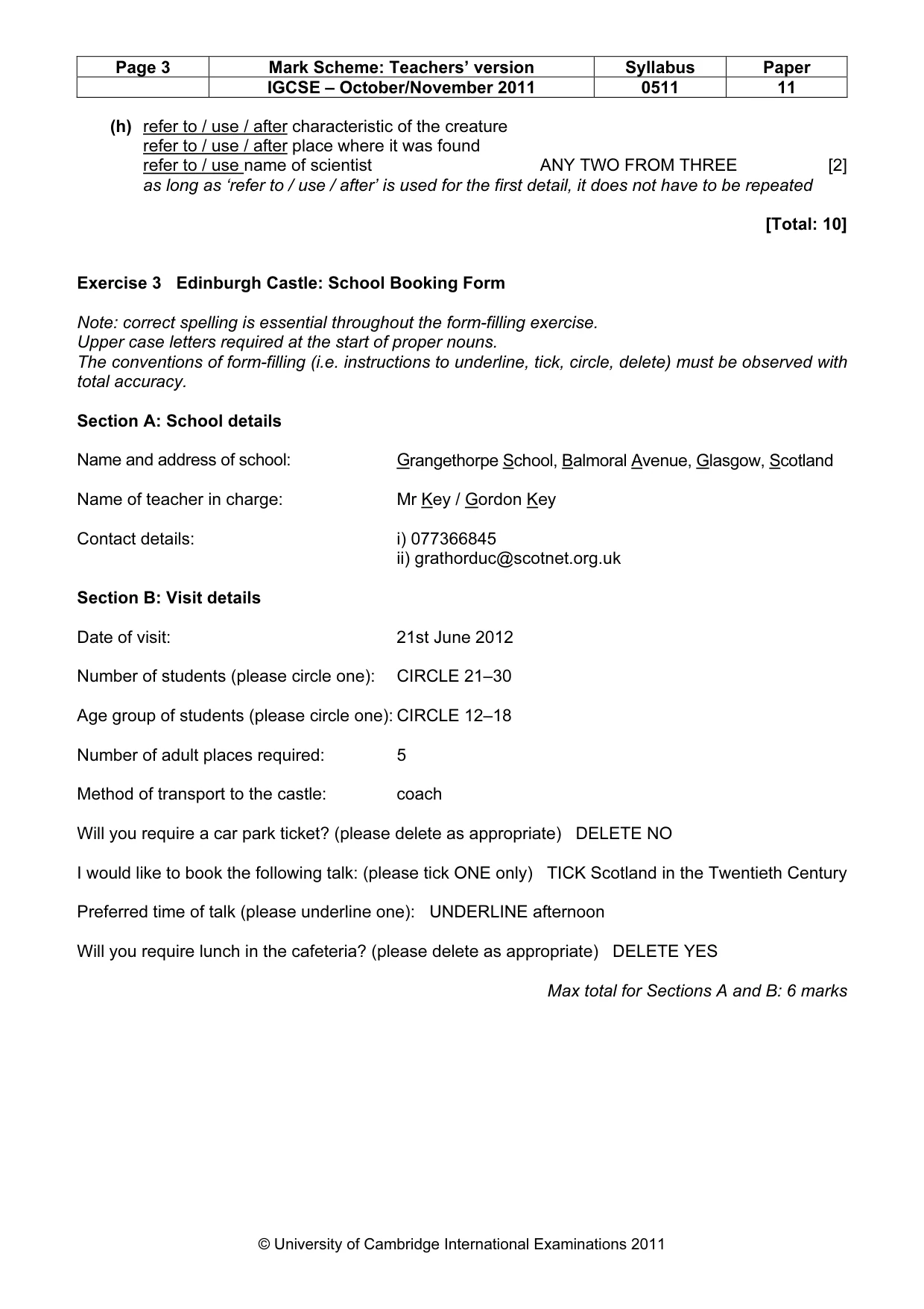 Mark scheme, page 3 of 7