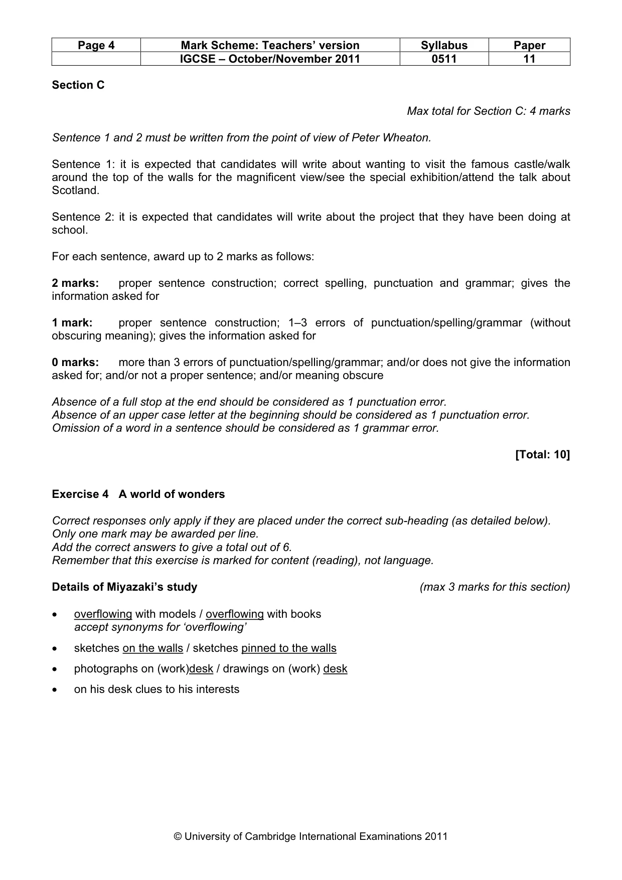 Mark scheme, page 4 of 7