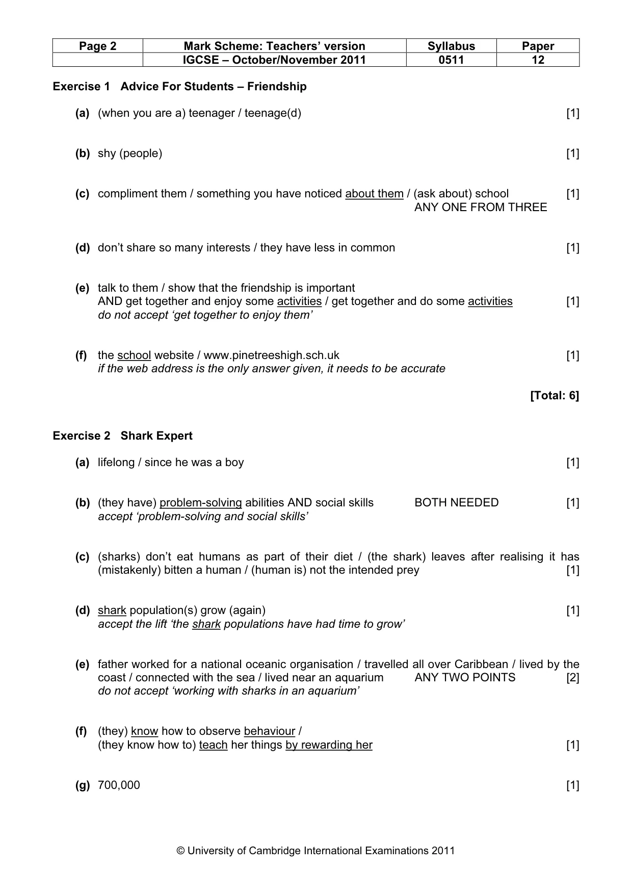 Mark scheme, page 2 of 7