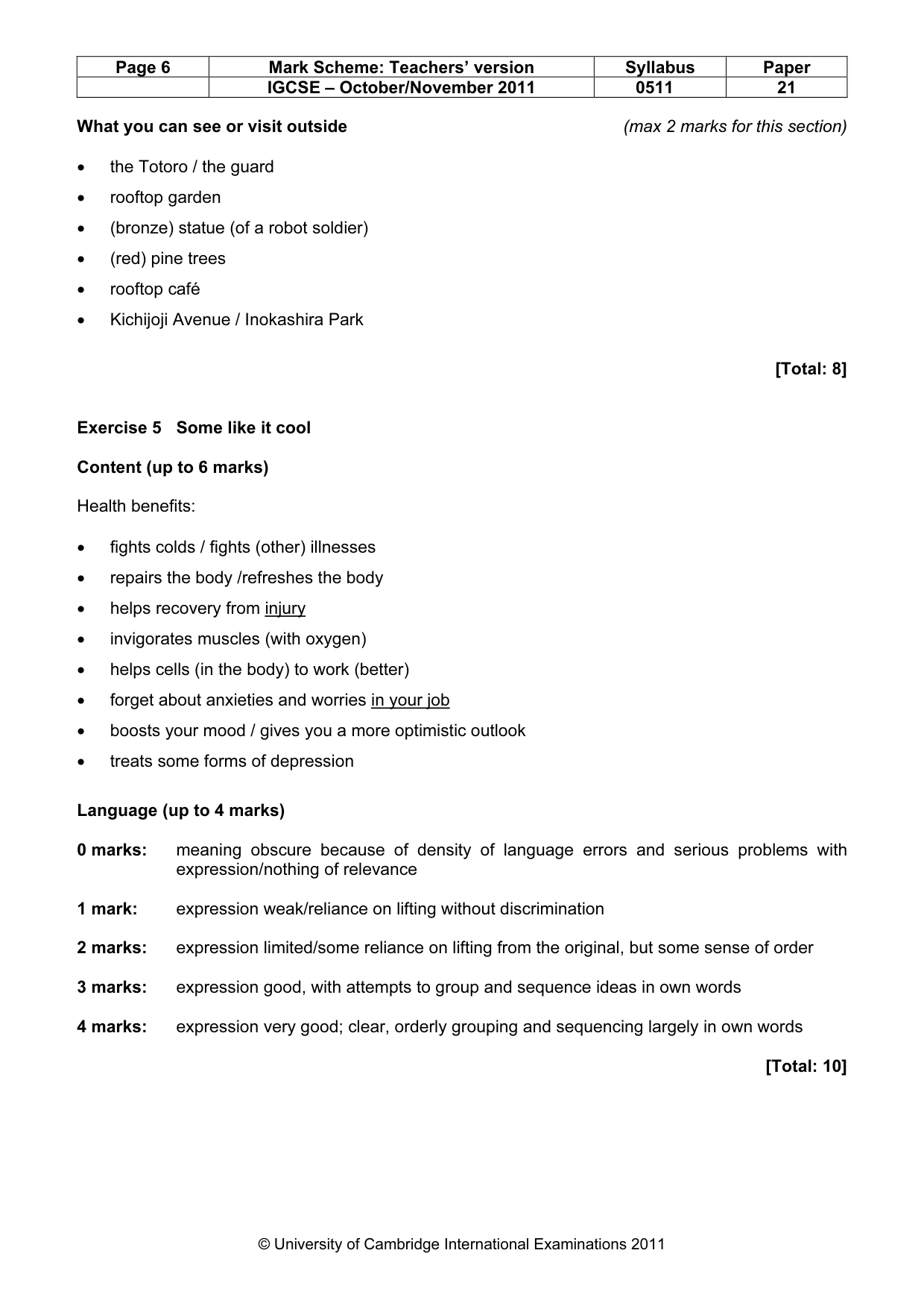 Mark scheme, page 6 of 9