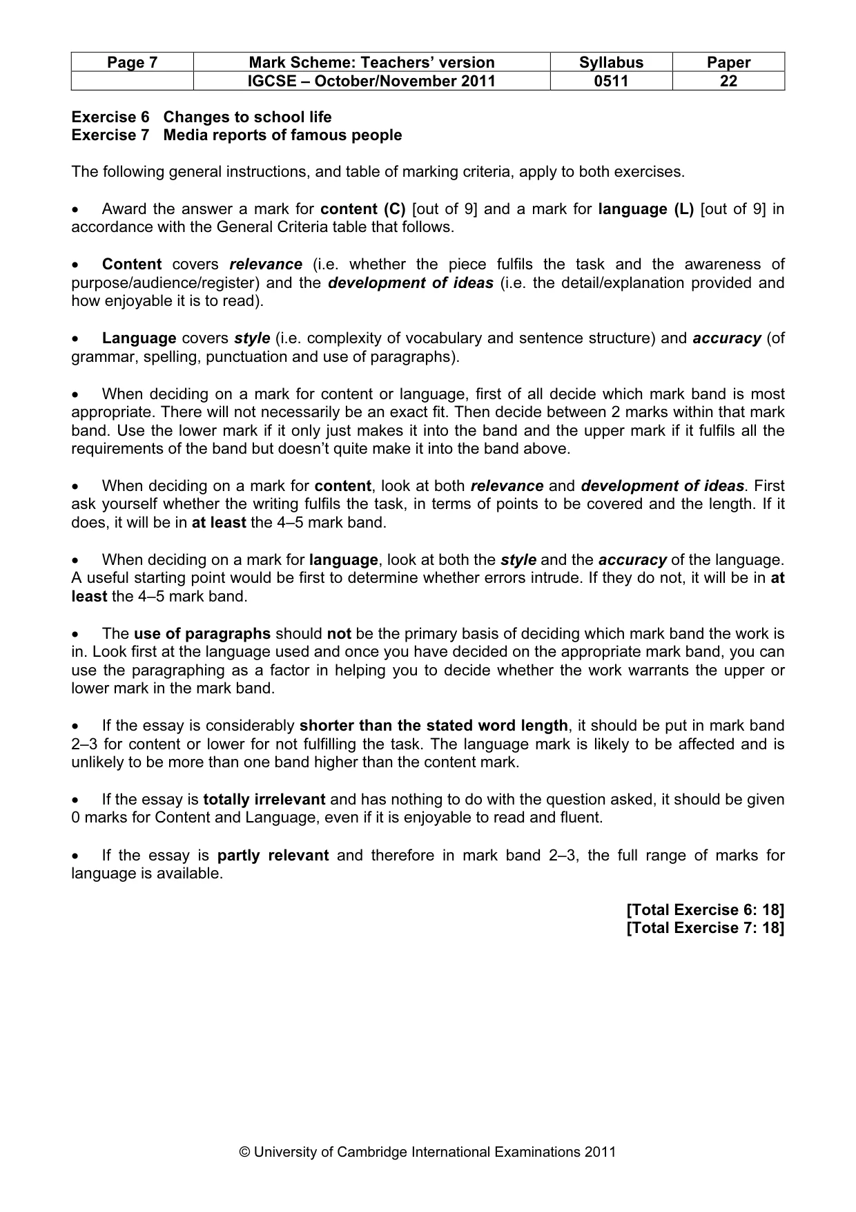 Mark scheme, page 7 of 9