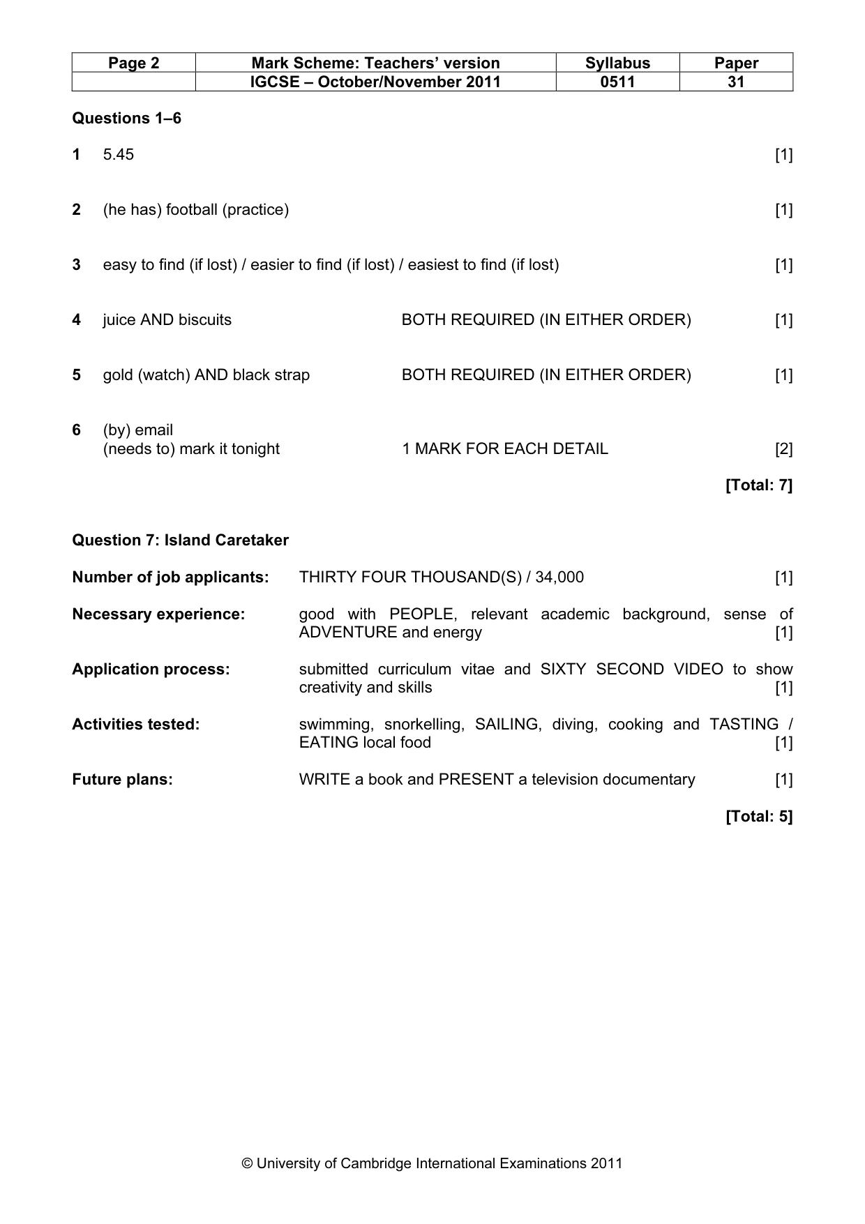 Mark scheme, page 2 of 15