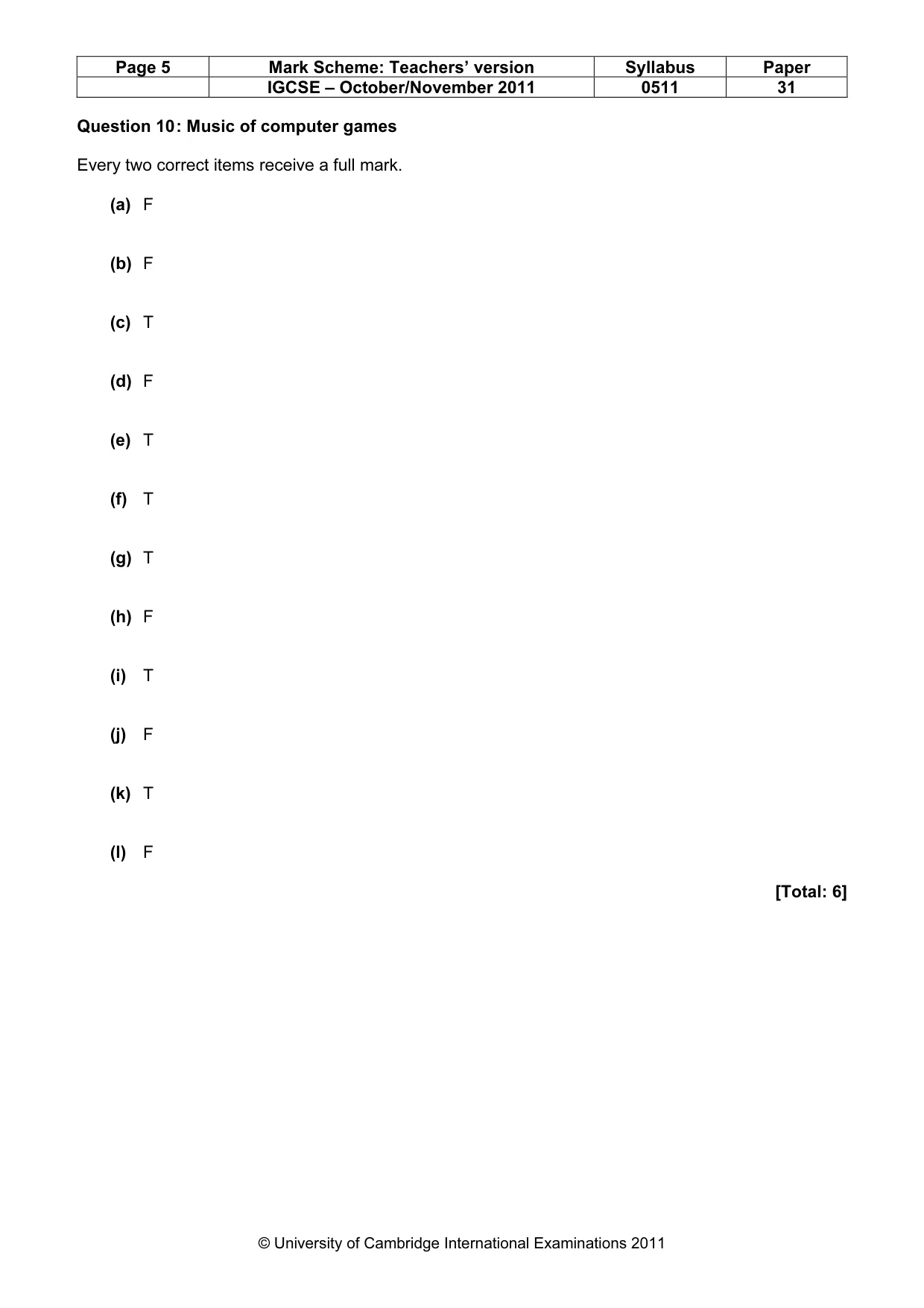 Mark scheme, page 5 of 15