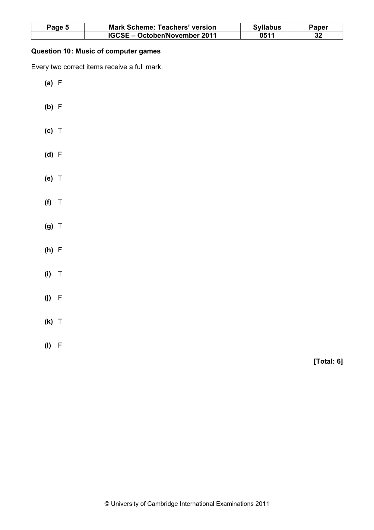 Mark scheme, page 5 of 15