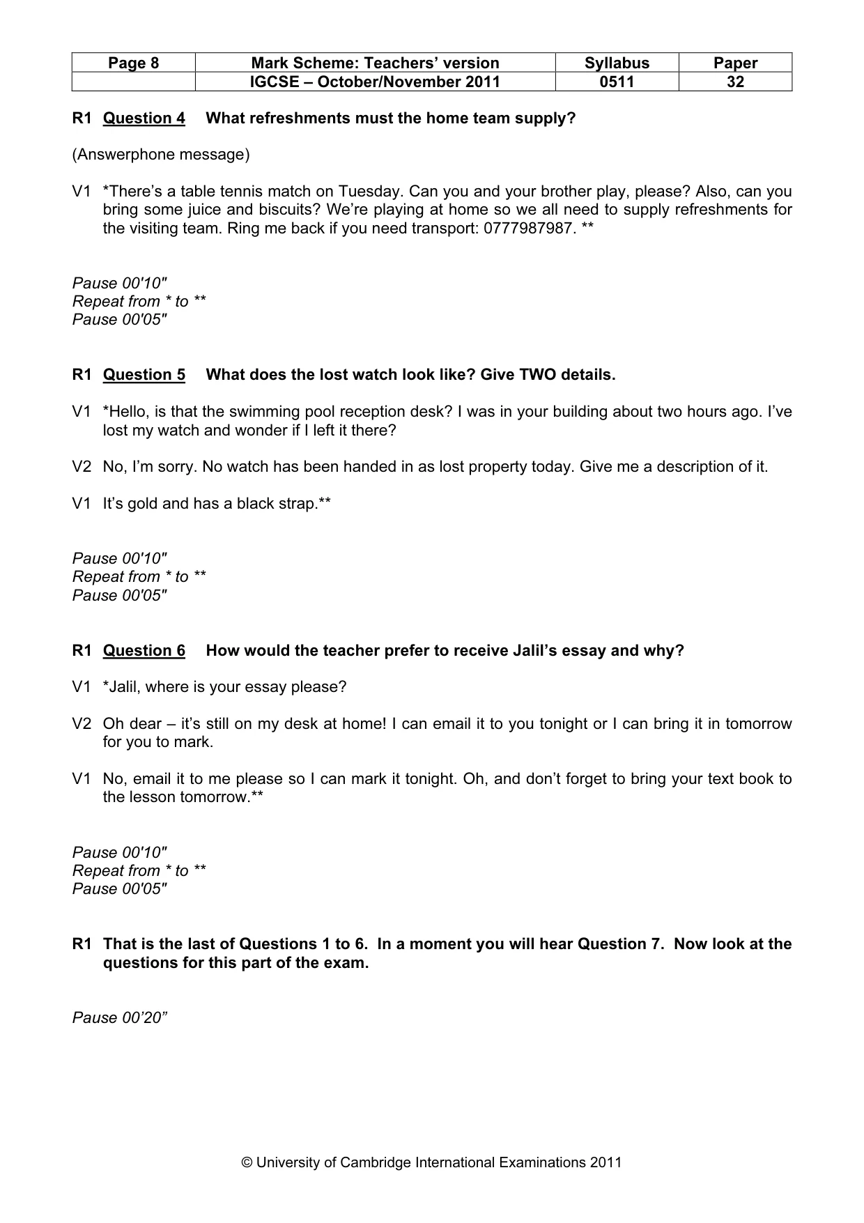 Mark scheme, page 8 of 15