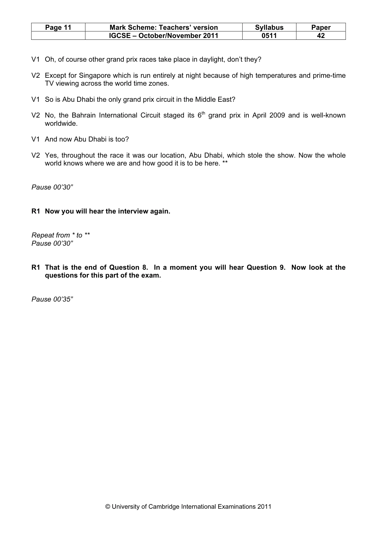 Mark scheme, page 11 of 14
