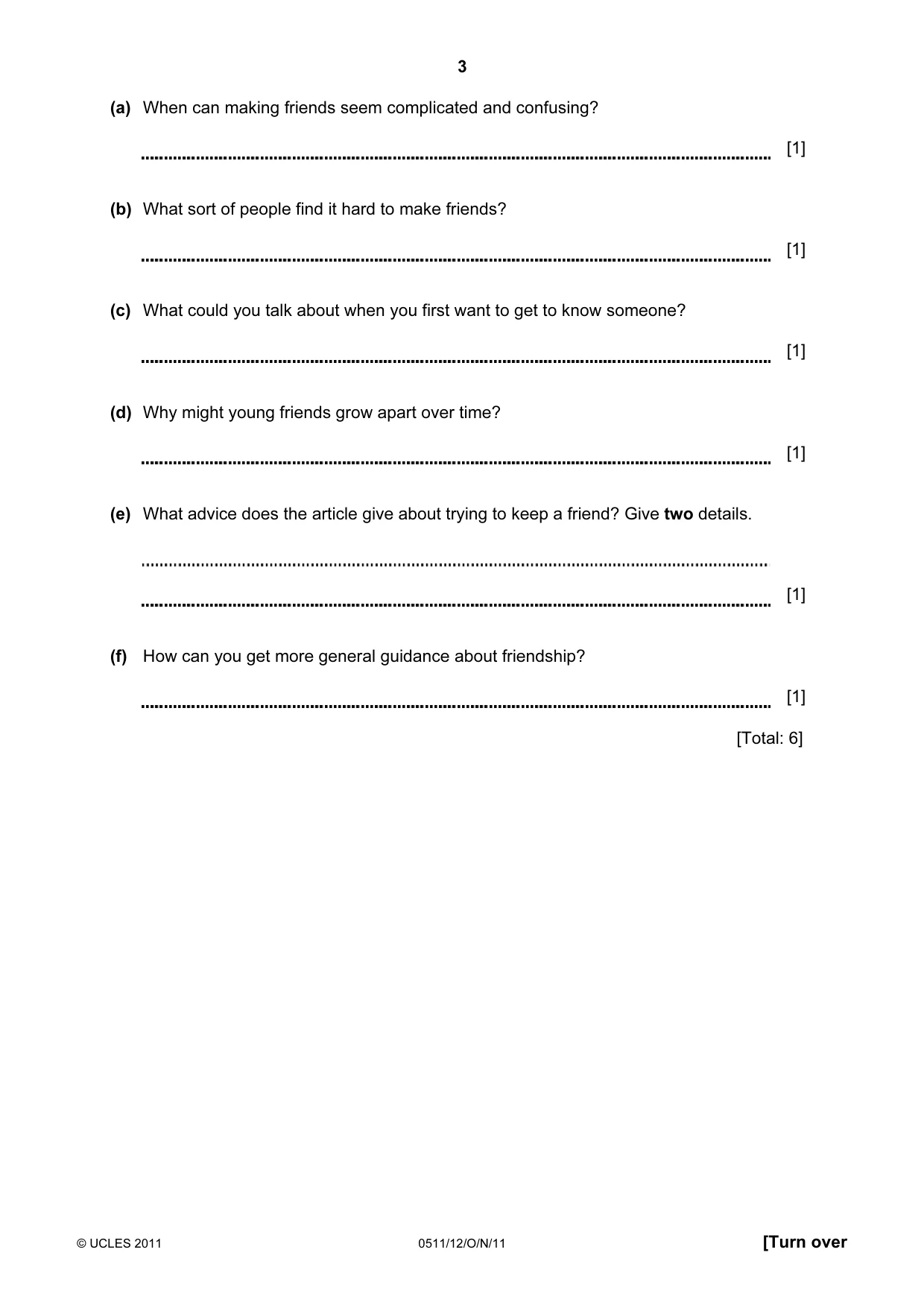 Cambridge IGCSE English - Second Language (count-in oral) 0511 2011 Oct/Nov Paper 1 · Variant 2 question paper, page 3 of 16