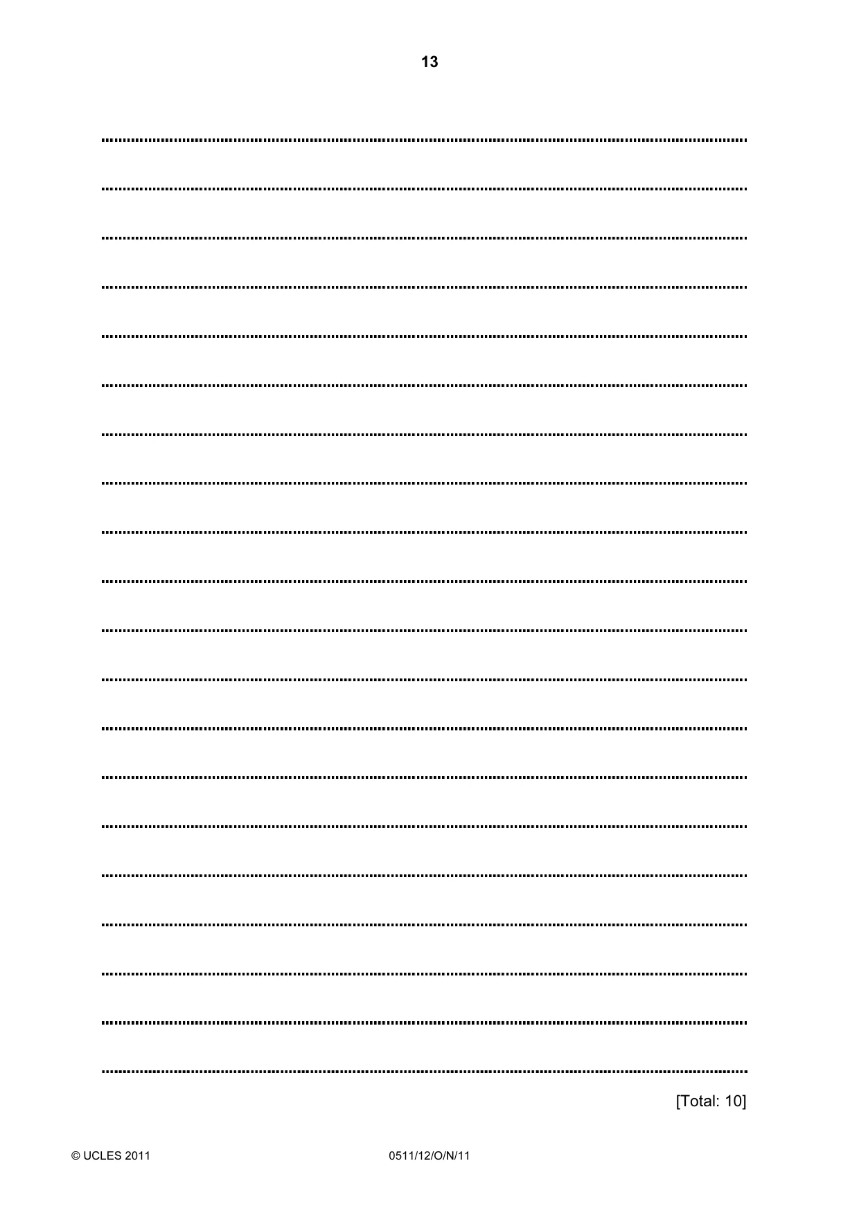 Cambridge IGCSE English - Second Language (count-in oral) 0511 2011 Oct/Nov Paper 1 · Variant 2 question paper, page 13 of 16