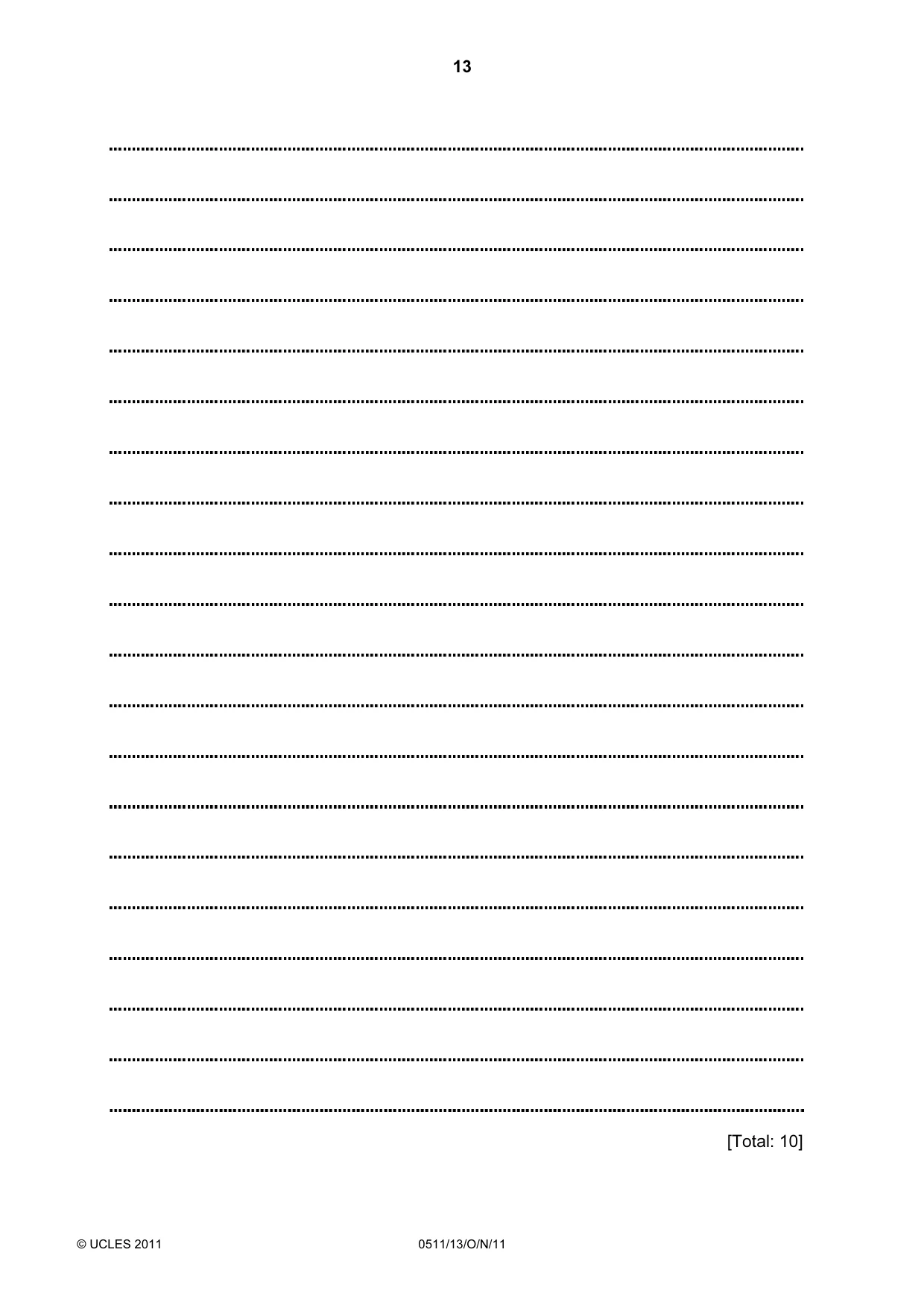 Cambridge IGCSE English - Second Language (count-in oral) 0511 2011 Oct/Nov Paper 1 · Variant 3 question paper, page 13 of 16