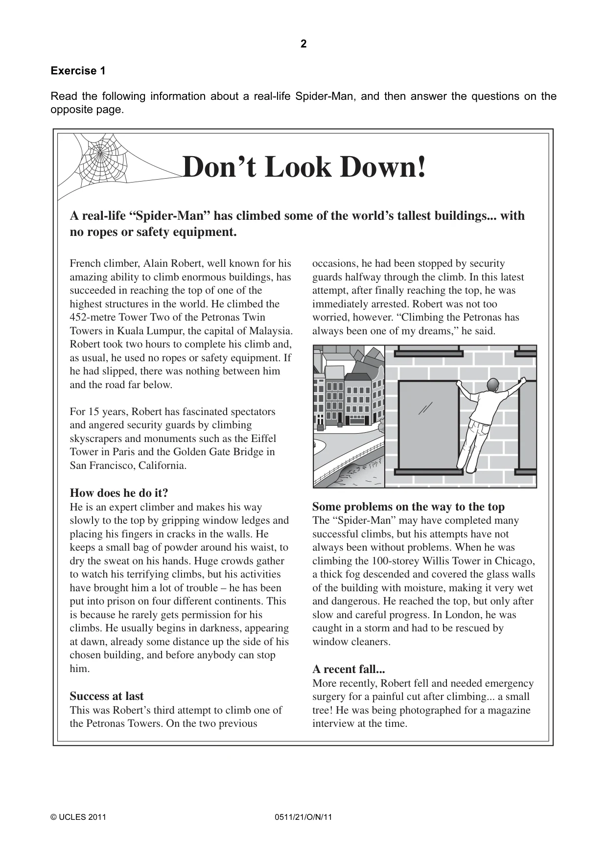 Cambridge IGCSE English - Second Language (count-in oral) 0511 2011 Oct/Nov Paper 2 · Variant 1 question paper, page 2 of 16