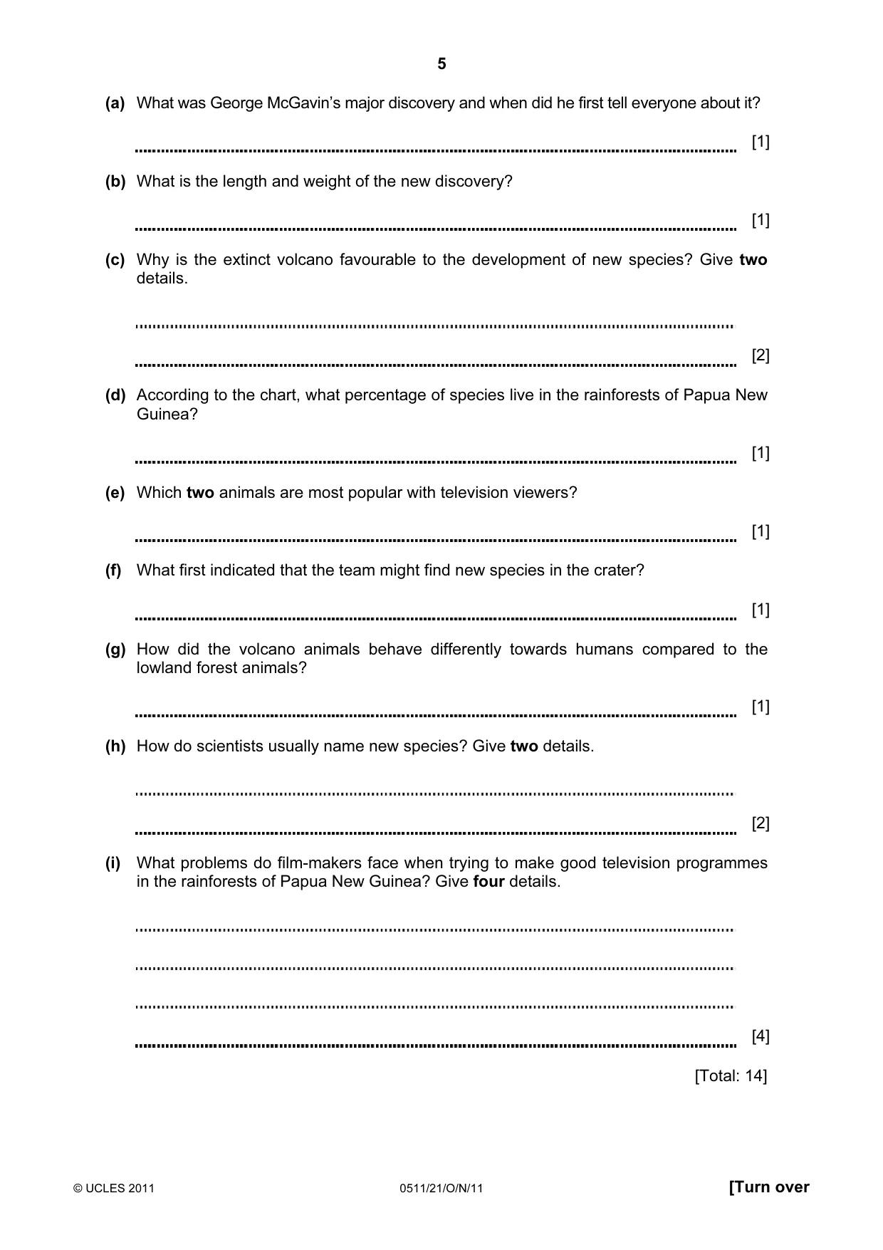 Cambridge IGCSE English - Second Language (count-in oral) 0511 2011 Oct/Nov Paper 2 · Variant 1 question paper, page 5 of 16