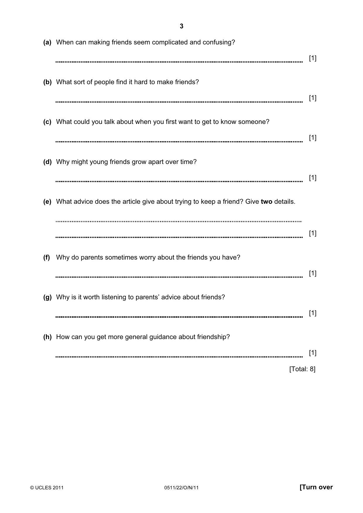 Cambridge IGCSE English - Second Language (count-in oral) 0511 2011 Oct/Nov Paper 2 · Variant 2 question paper, page 3 of 16