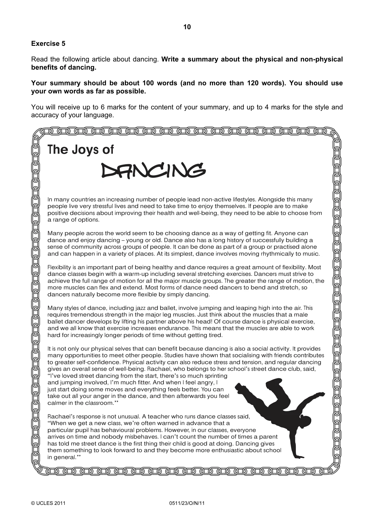 Cambridge IGCSE English - Second Language (count-in oral) 0511 2011 Oct/Nov Paper 2 · Variant 3 question paper, page 10 of 16
