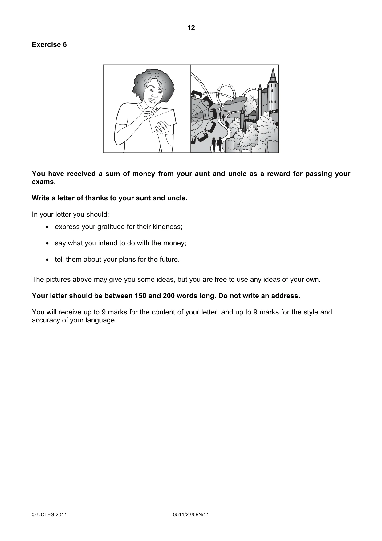 Cambridge IGCSE English - Second Language (count-in oral) 0511 2011 Oct/Nov Paper 2 · Variant 3 question paper, page 12 of 16