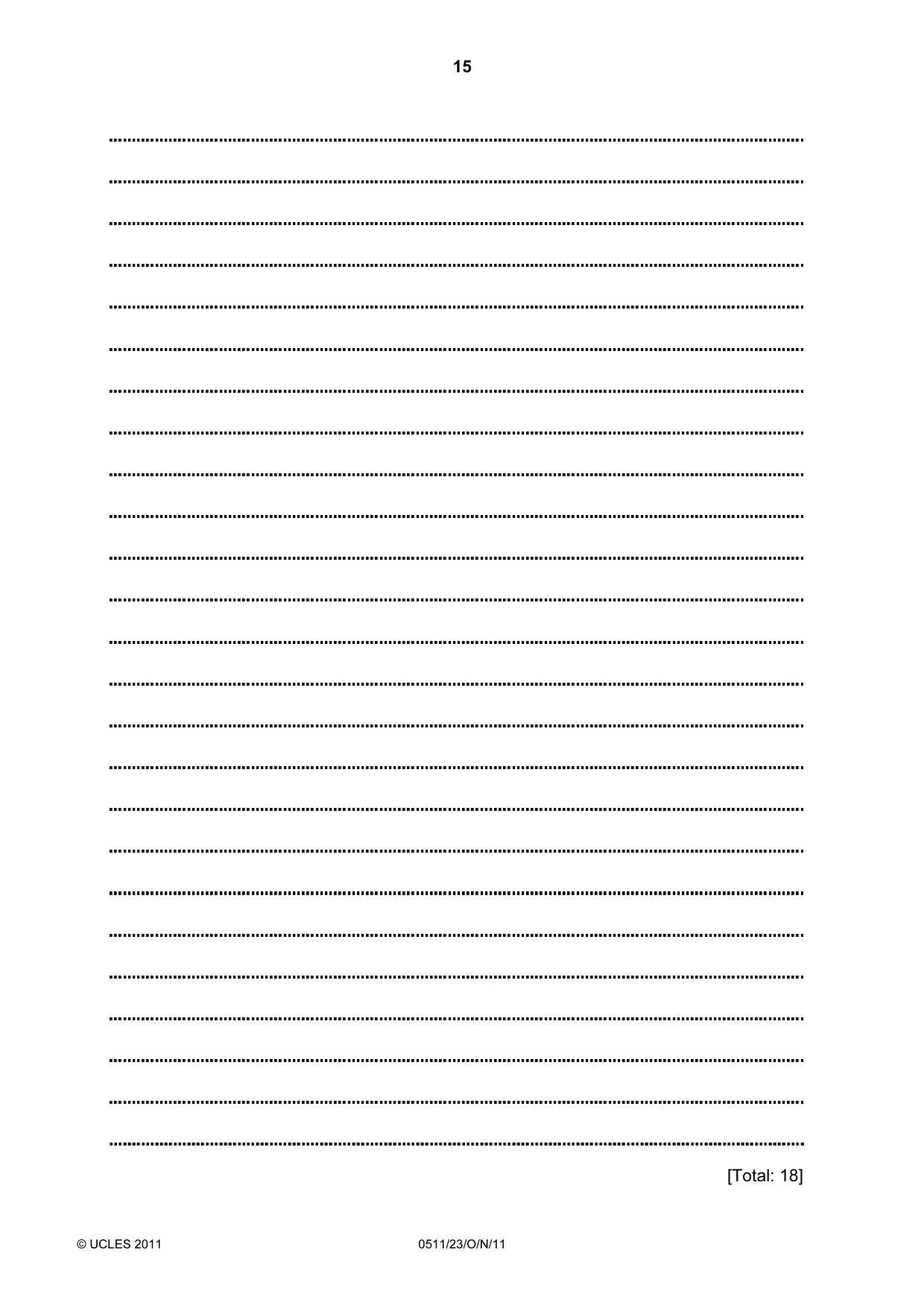 Cambridge IGCSE English - Second Language (count-in oral) 0511 2011 Oct/Nov Paper 2 · Variant 3 question paper, page 15 of 16