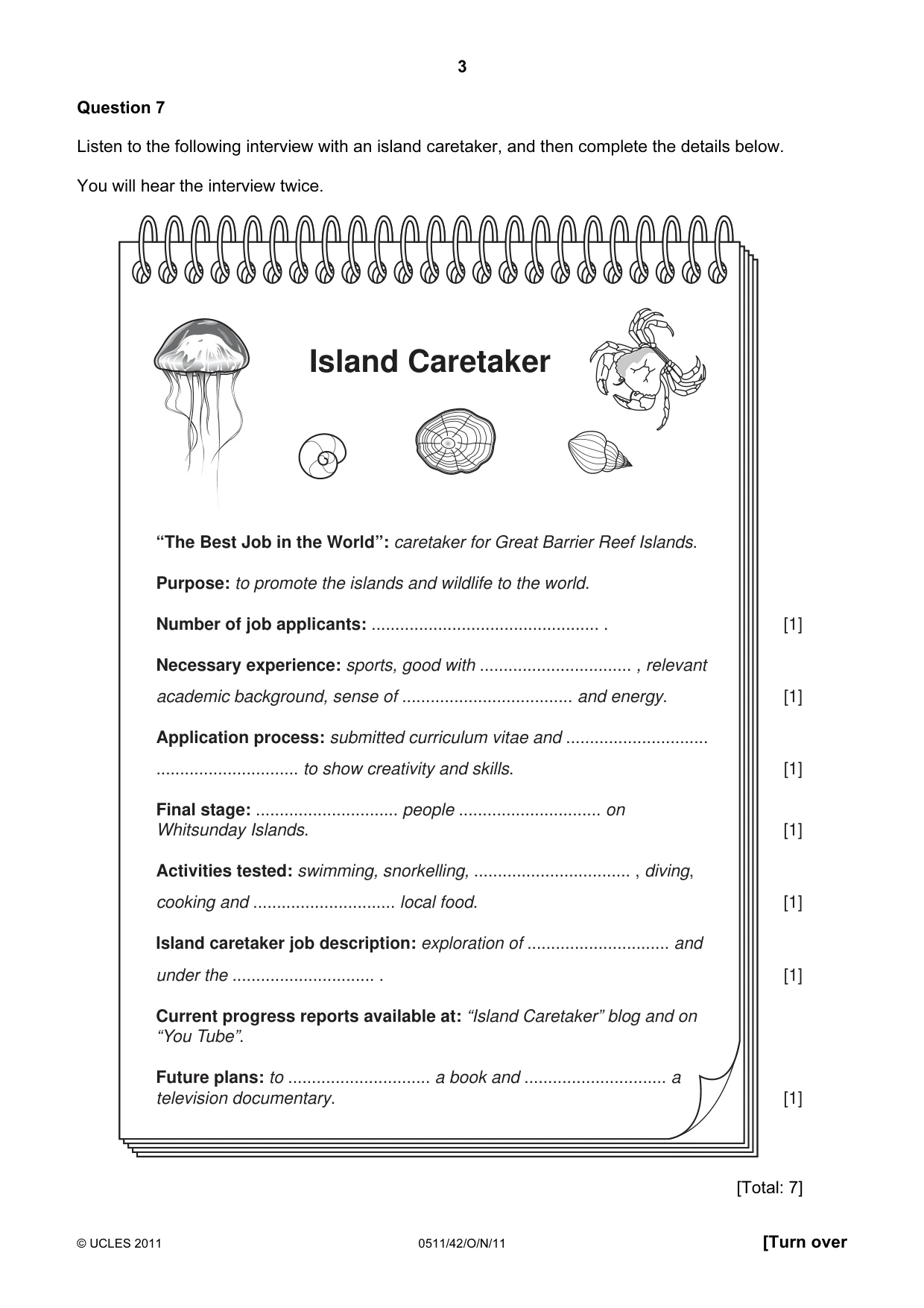 Cambridge IGCSE English - Second Language (count-in oral) 0511 2011 Oct/Nov Paper 4 · Variant 2 question paper, page 3 of 8