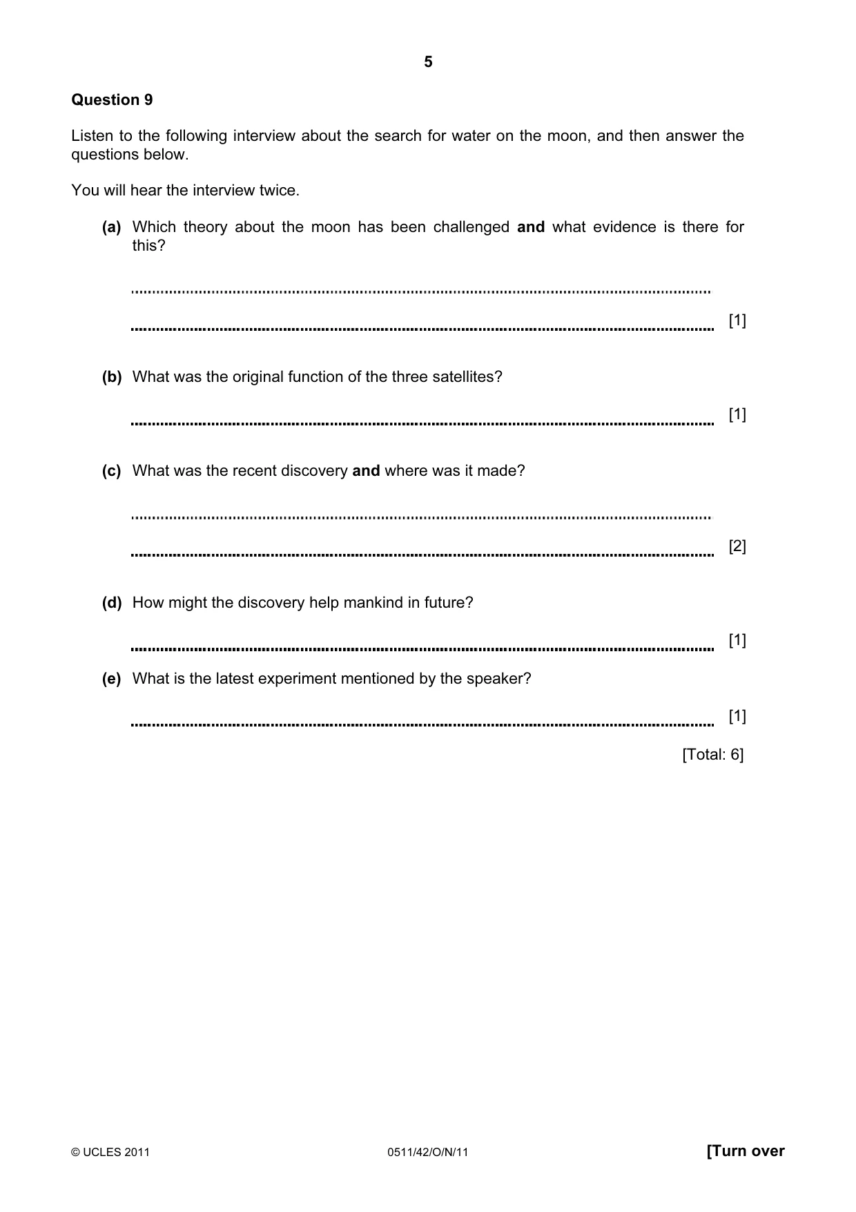 Cambridge IGCSE English - Second Language (count-in oral) 0511 2011 Oct/Nov Paper 4 · Variant 2 question paper, page 5 of 8