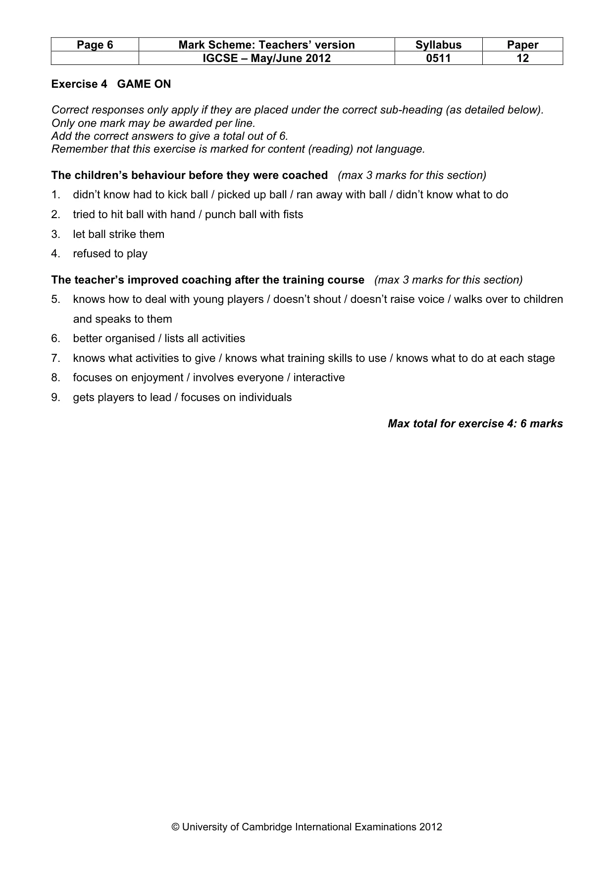Mark scheme, page 6 of 9